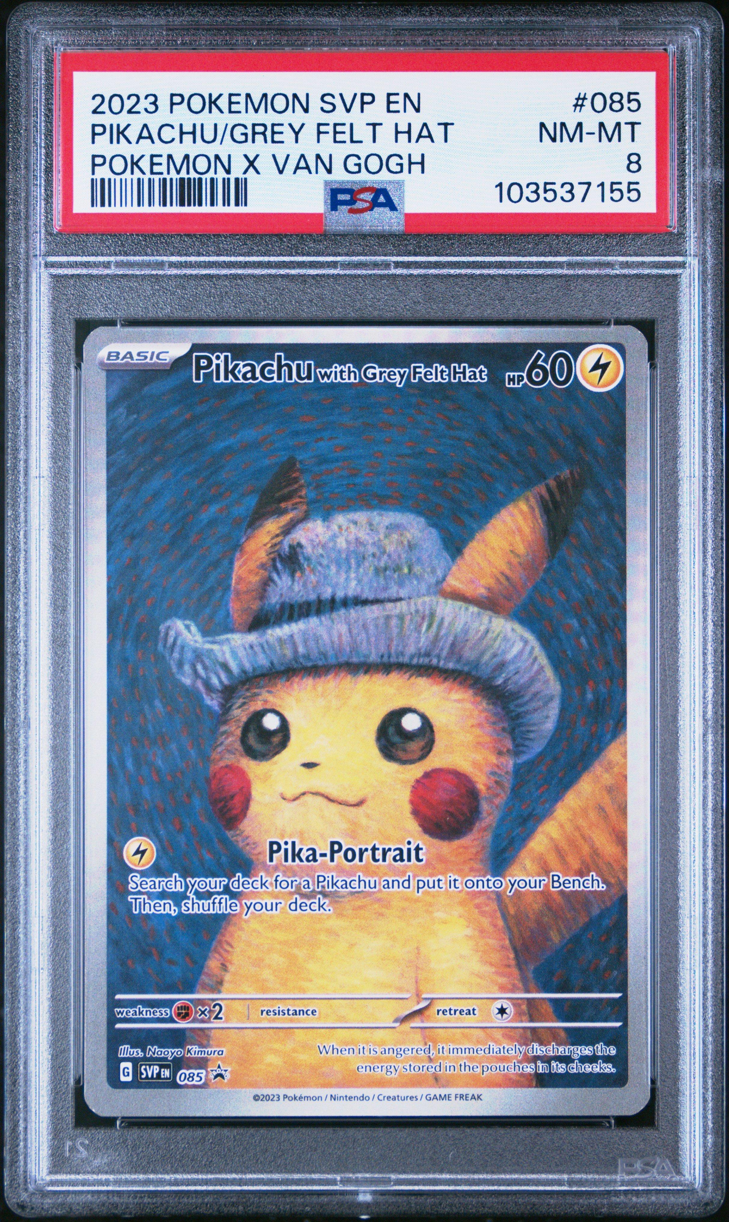 2023 Pokemon Svp En-sv Black Star Promo 085 Pikachu With Grey Felt Hat Pokemon X Van Gogh PSA