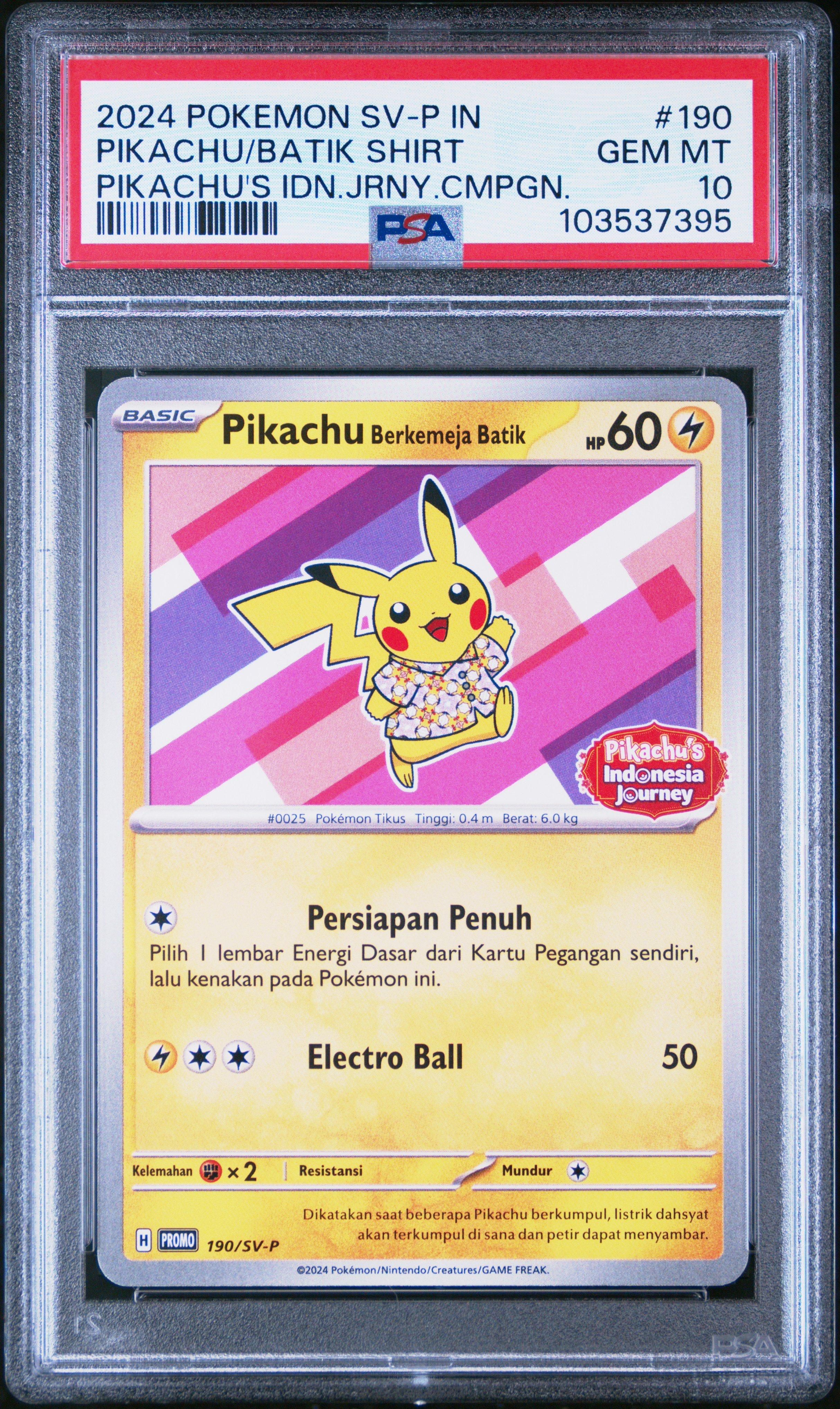 2024 Pokemon Indonesian Sv- Promo Pikachu In Batik Shirt Pikachu's Indonesia Journey Campaign PSA
