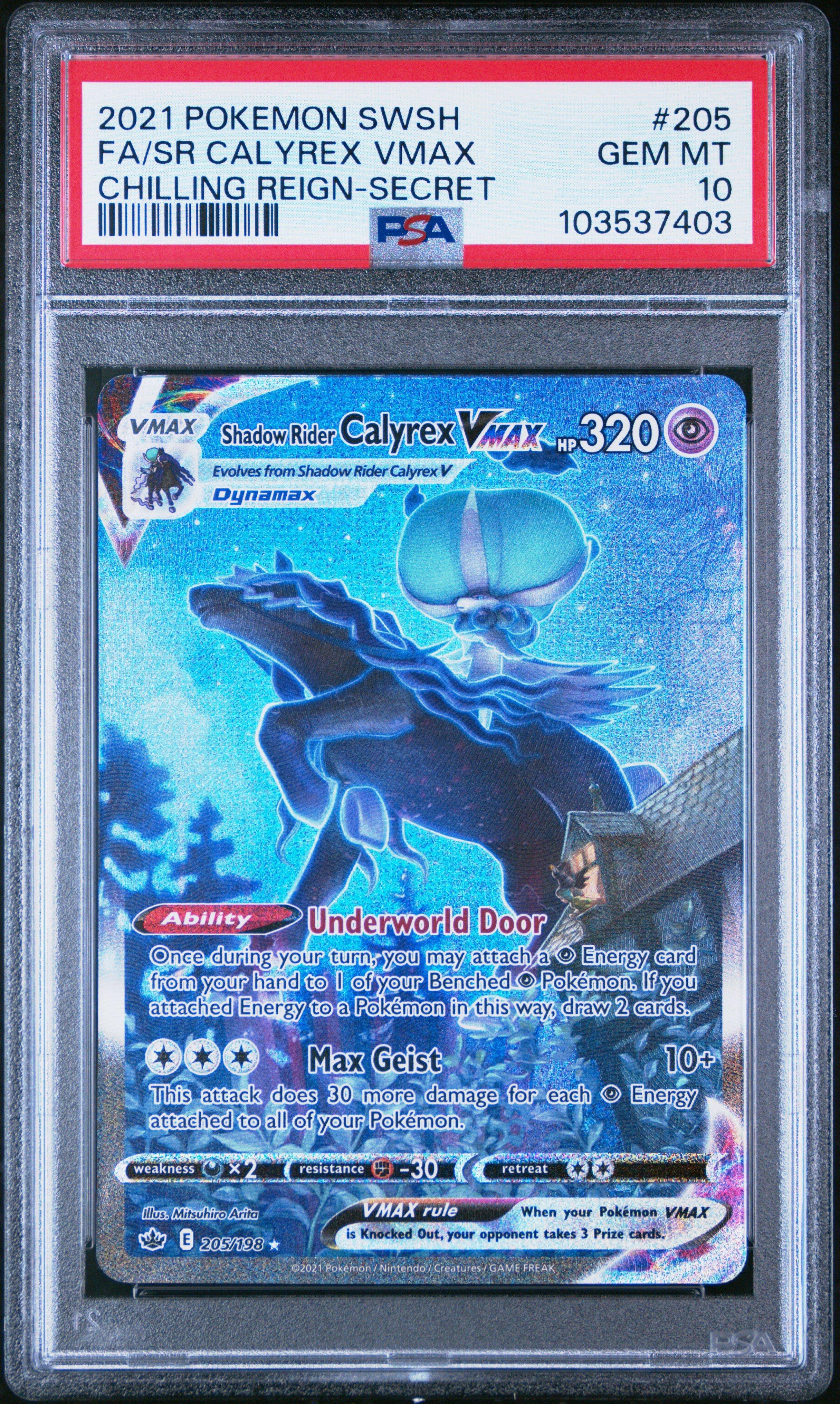 2021 Pokemon Sword & Shield Chilling Reign Full Art/shadow Rider Calyrex Vmax Secret PSA