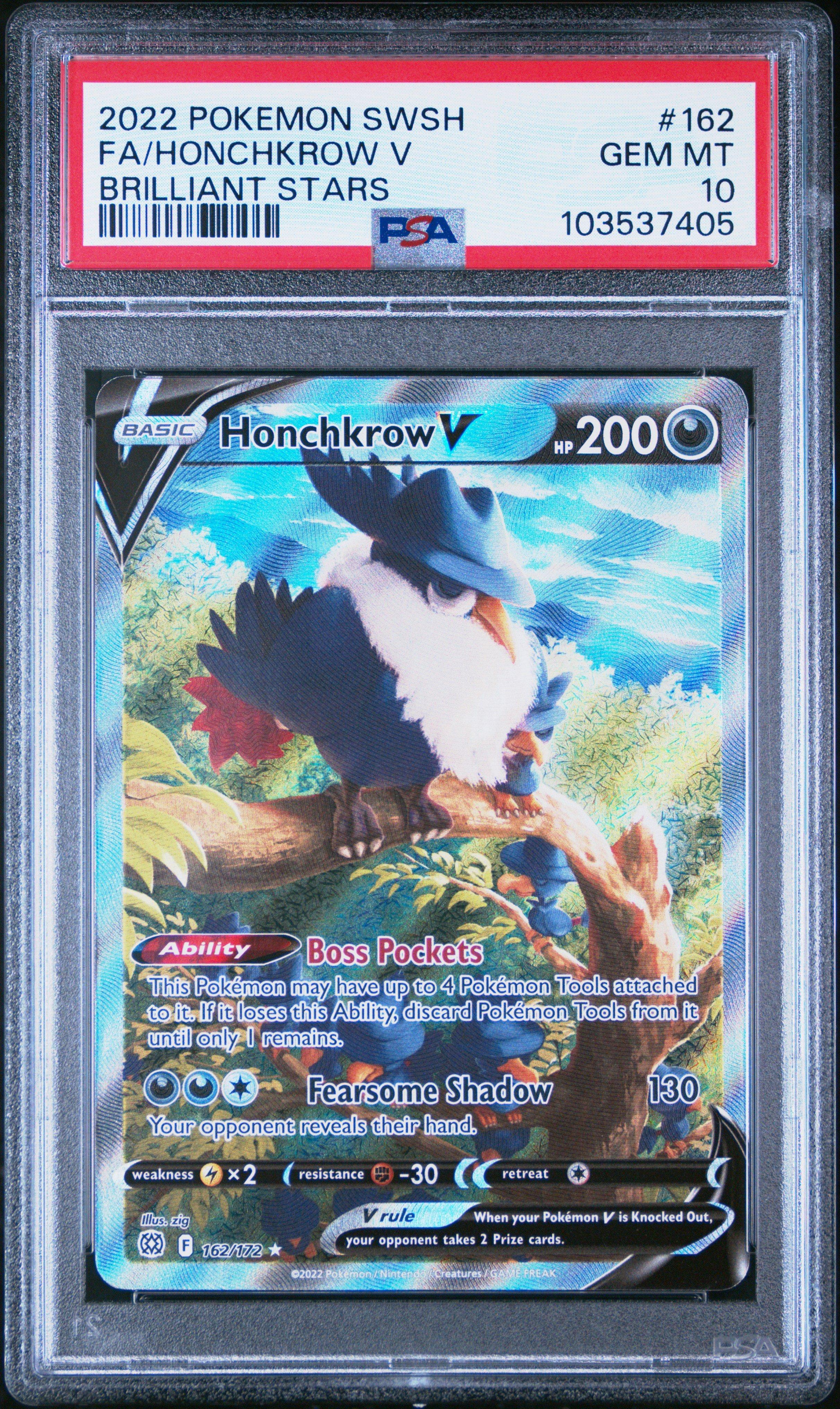 2022 Pokemon Sword & Shield Brilliant Stars Full Art/honchkrow V PSA