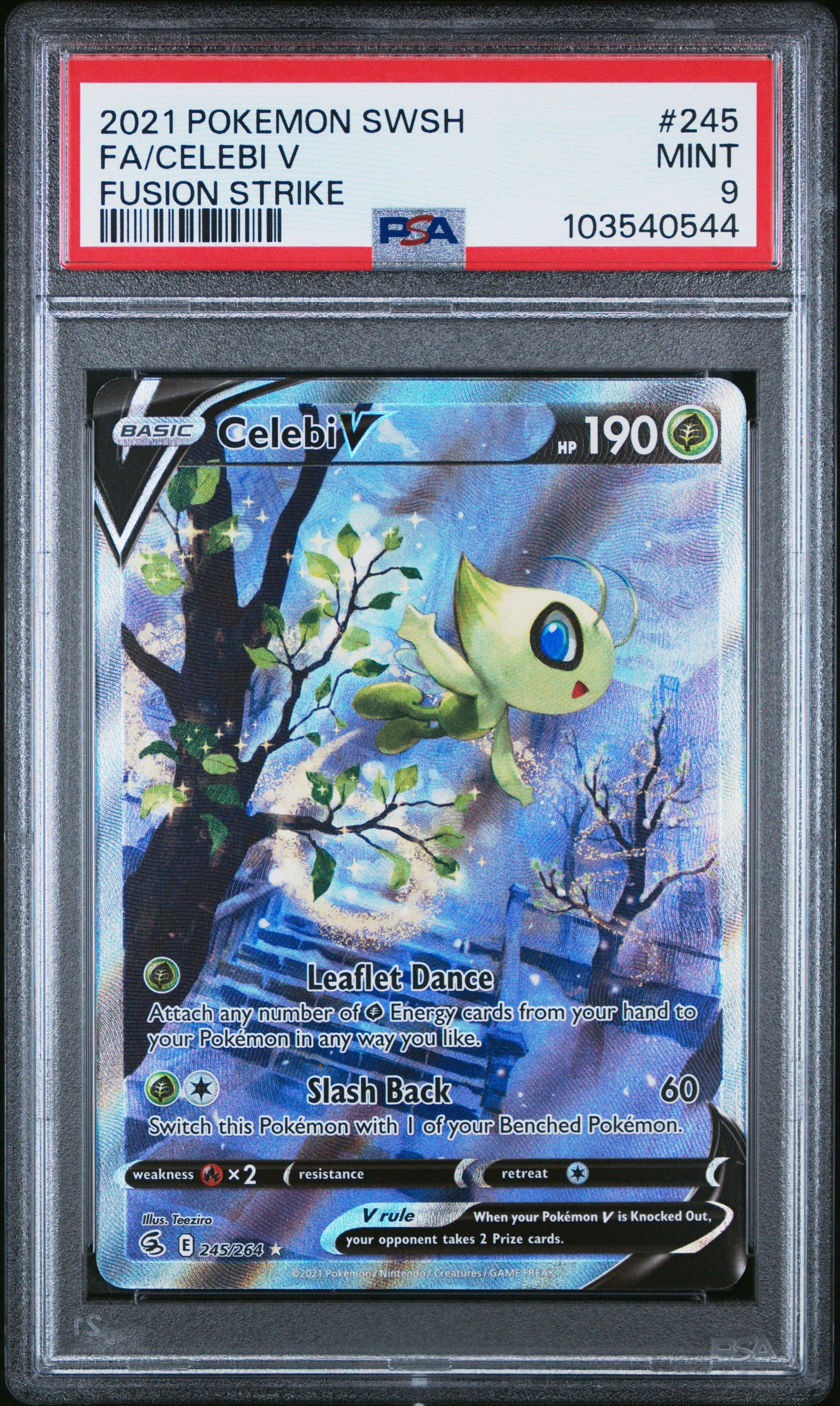 2021 Pokemon Sword & Shield Fusion Strike 245 Full Art/celebi V PSA