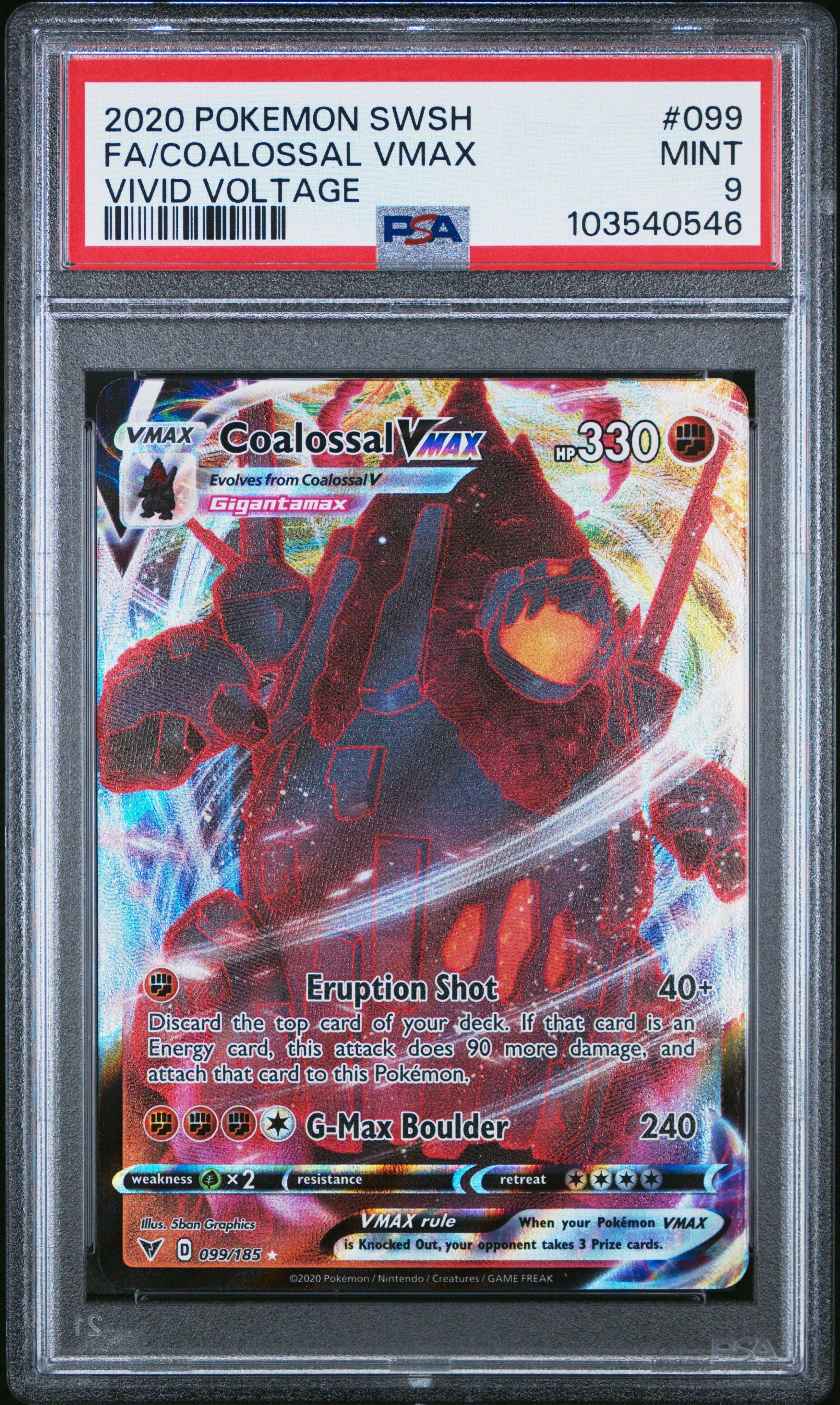 2020 Pokemon Sword & Shield Vivid Voltage 099 Full Art/coalossal Vmax PSA