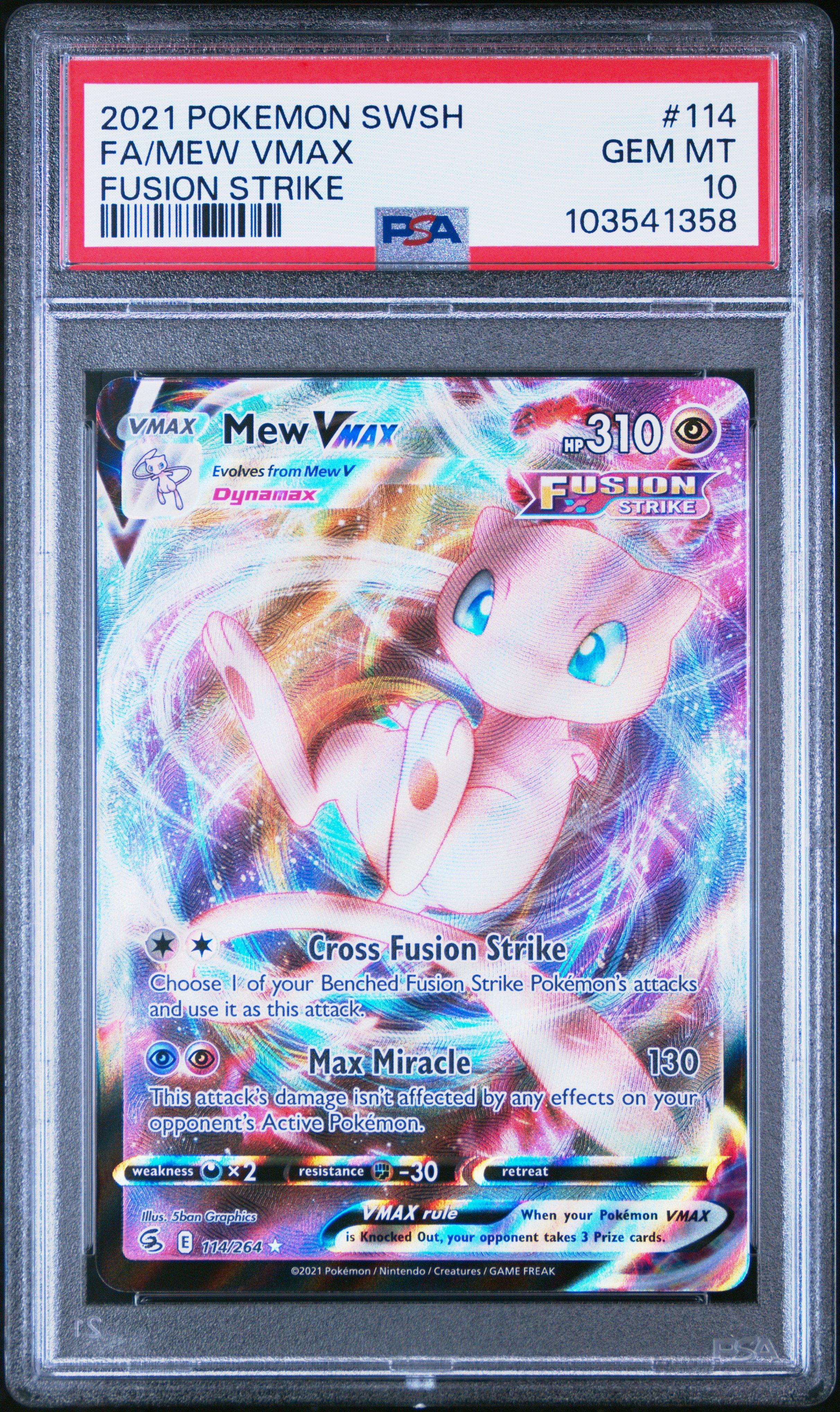 2021 Pokemon Sword & Shield Fusion Strike 114 Full Art/mew Vmax PSA