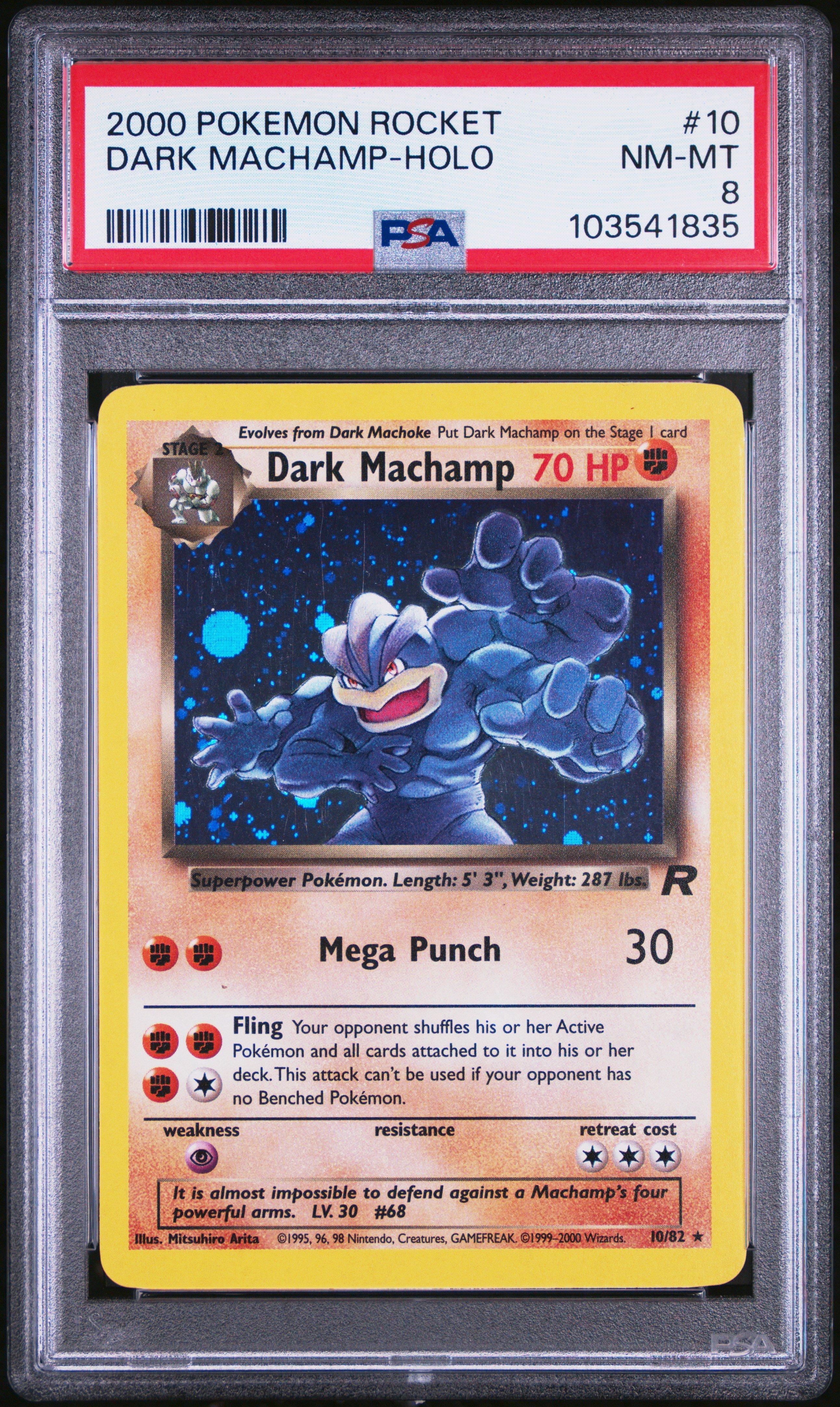2000 Pokemon Rocket 10 Dark Machamp-holo PSA 8