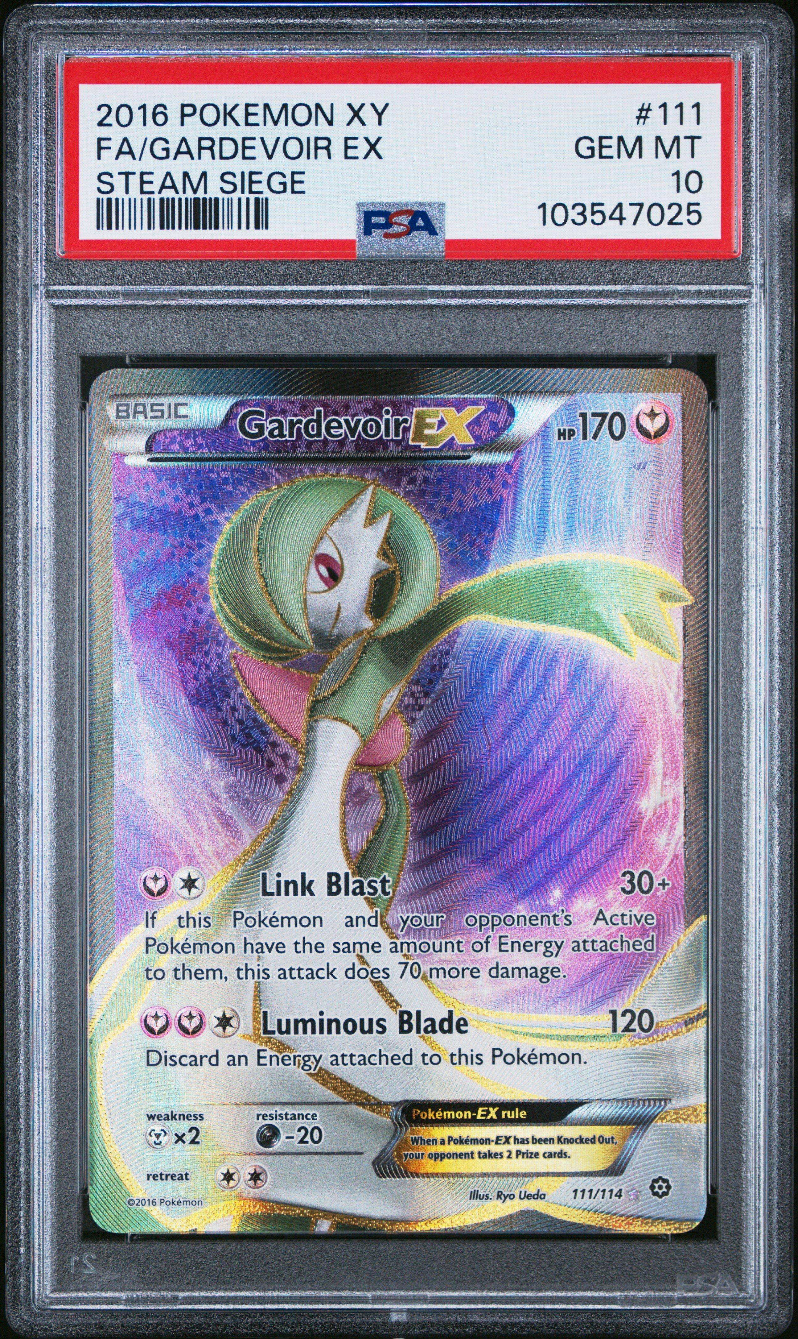 2016 Pokemon Xy Steam Siege 111 Full Art/gardevoir Ex PSA