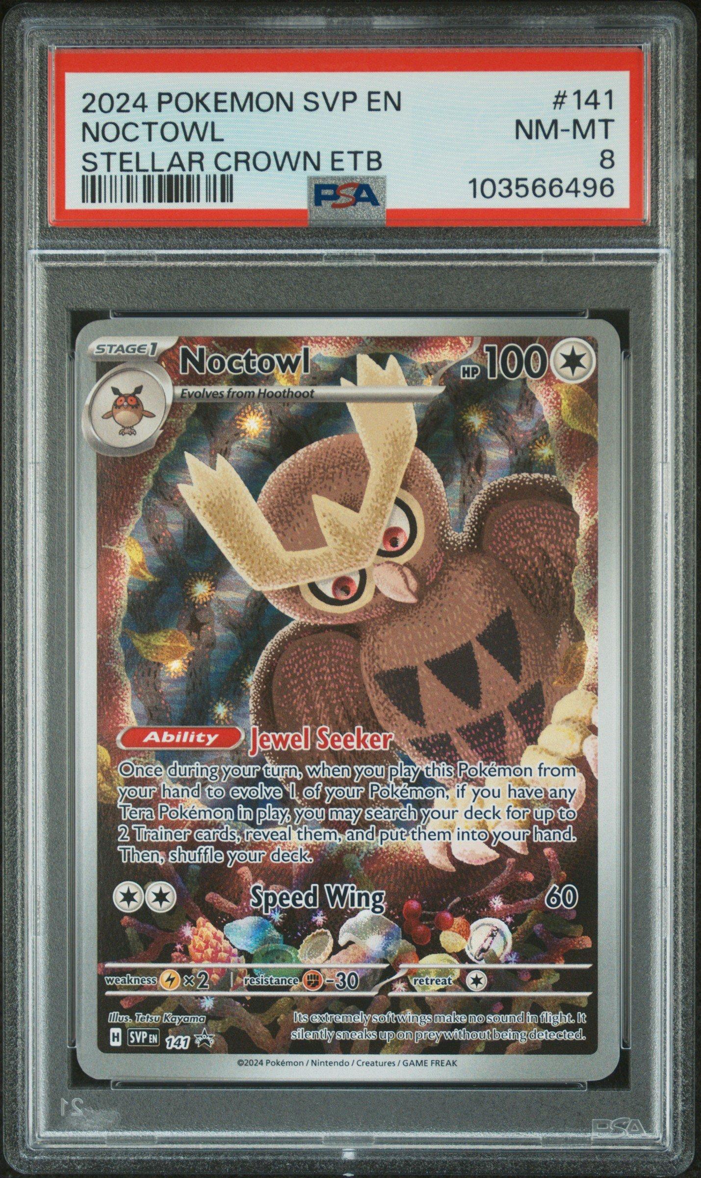 2024 Pokemon Svp En-sv Black Star Promo 141 Noctowl Stellar Crown Elite Trainer Box PSA