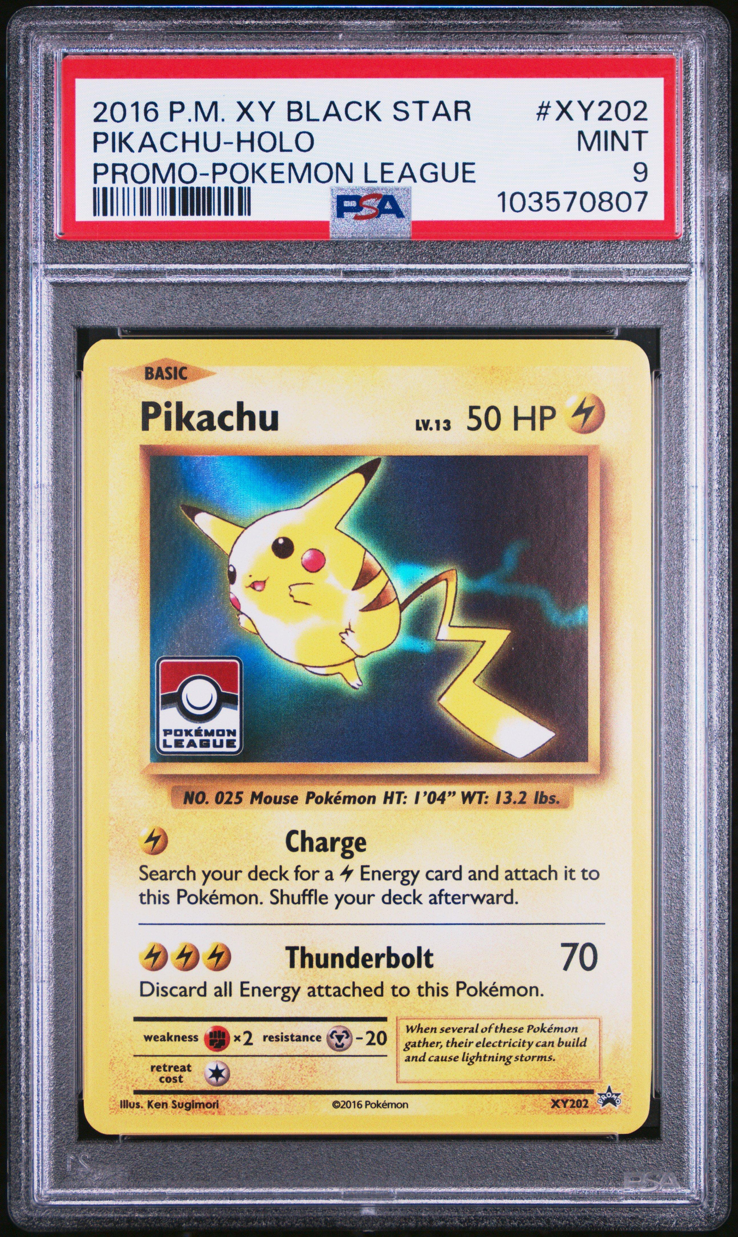 2016 Pokemon Xy Black Star Promo Xy202 Pikachu-holo Pokemon League PSA 9