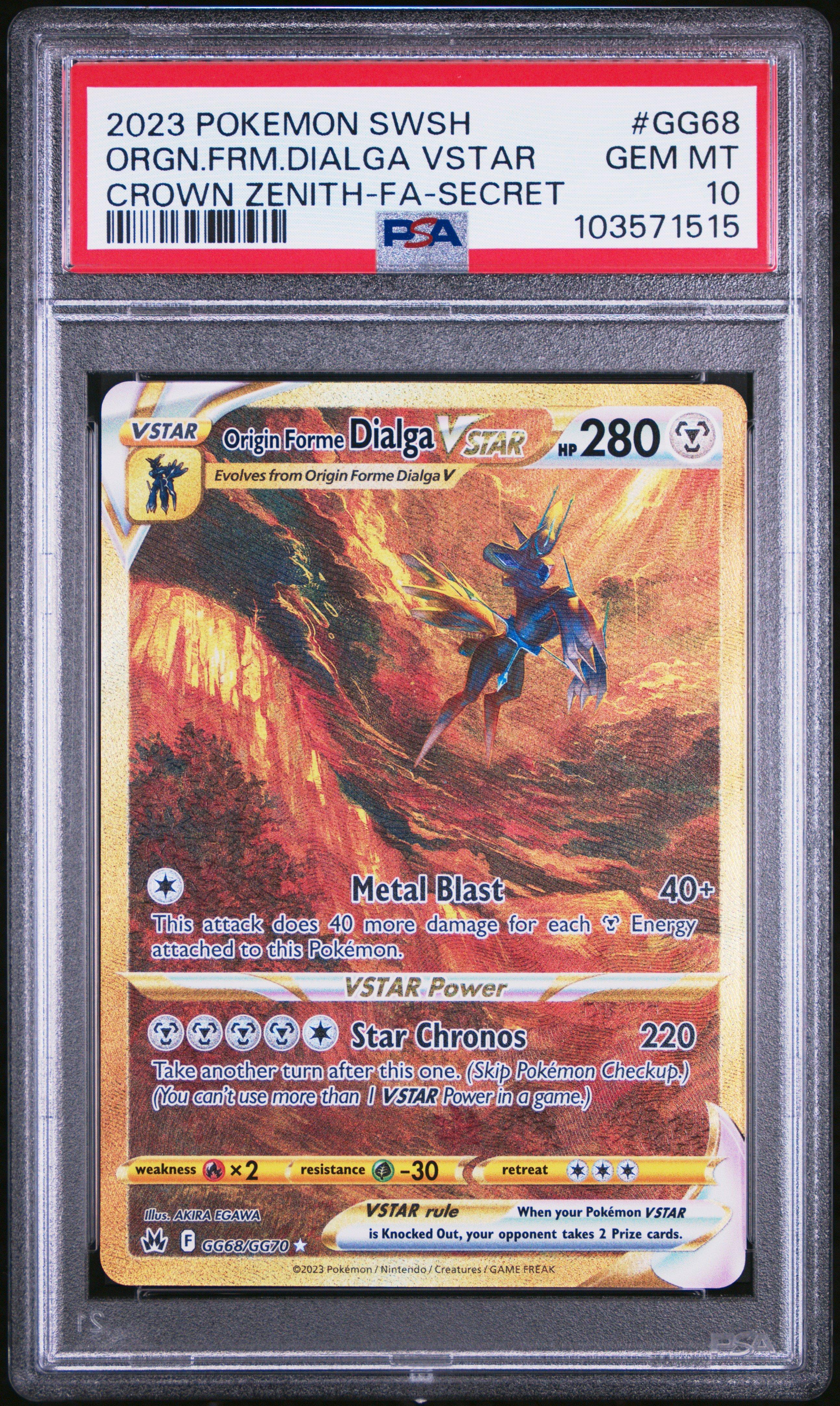 2023 Pokemon Sword And Shield Crown Zenith Gg68 Full Art/origin Forme Dialga Vstar Secret PSA