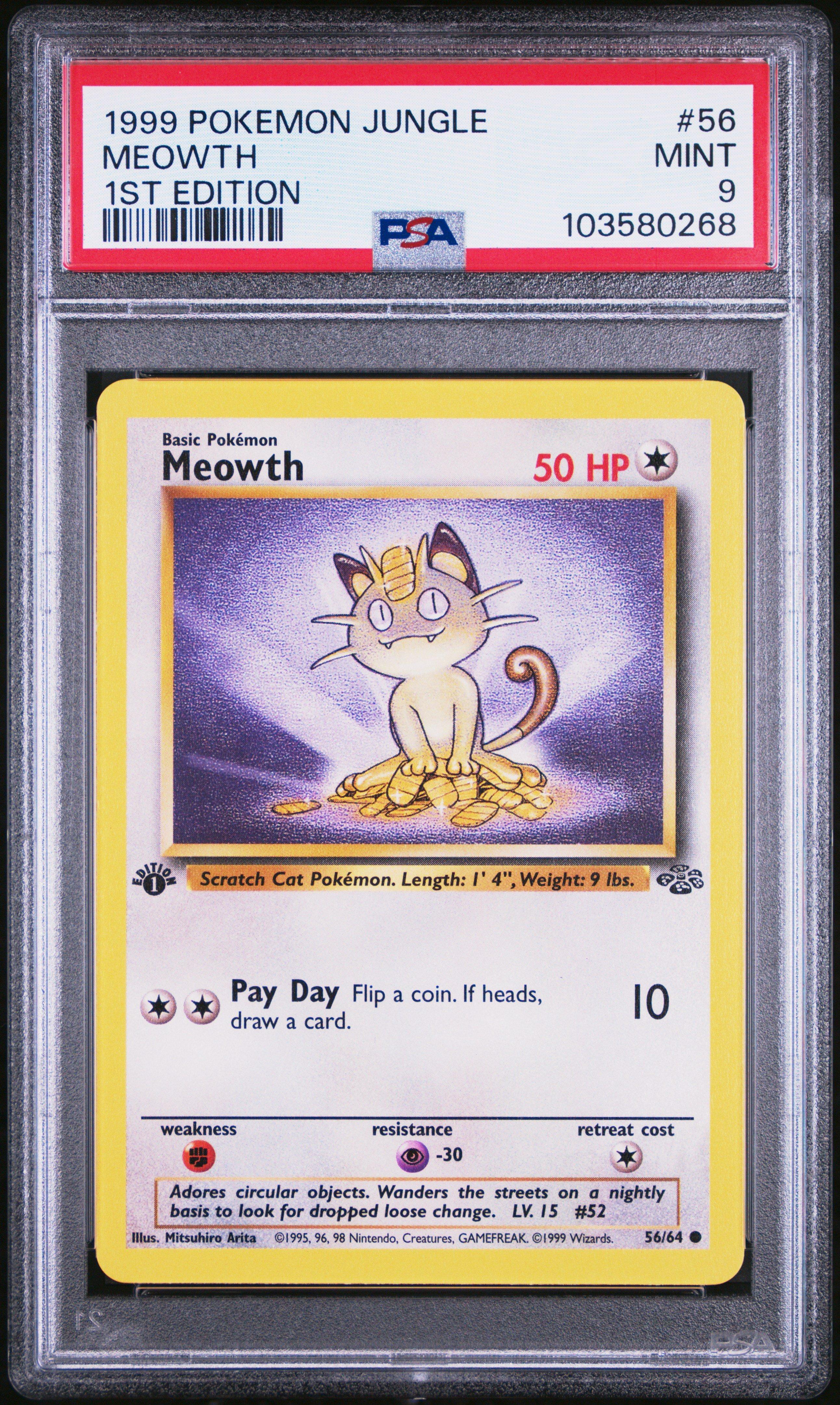 1999 Pokemon Jungle 56 Meowth 1st Edition PSA