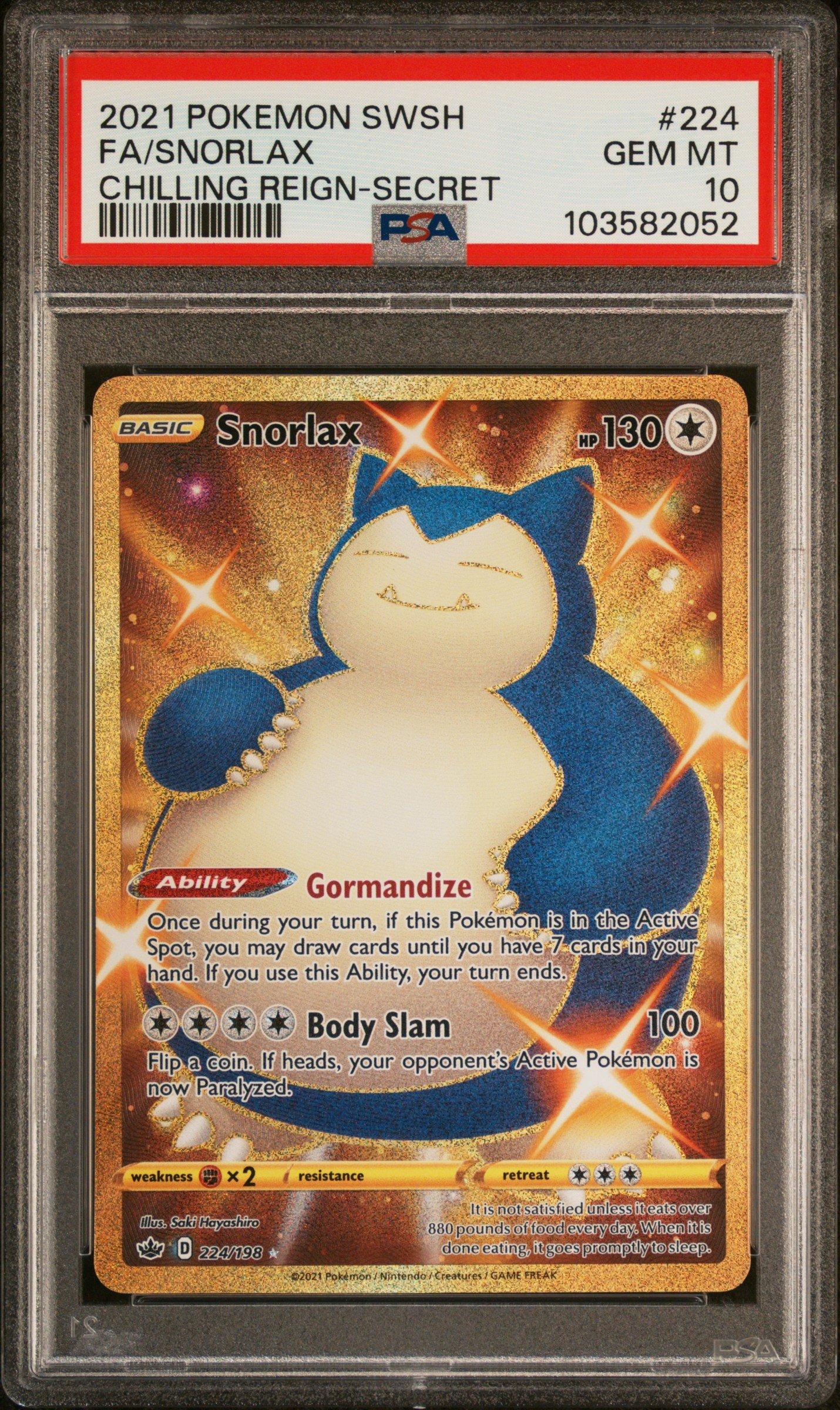 2021 Pokemon Sword & Shield Chilling Reign 224 Full Art/snorlax Secret PSA