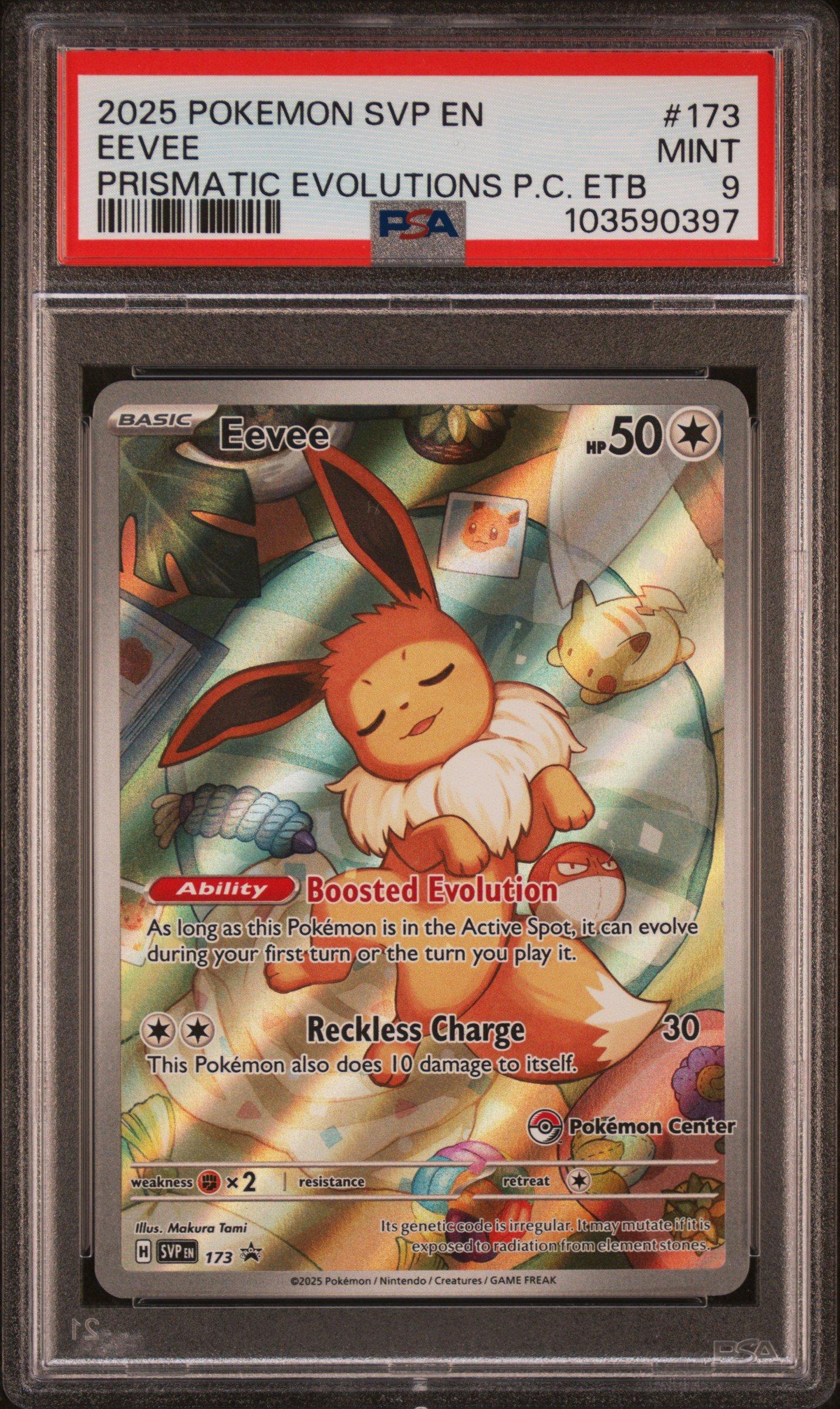 2025 Pokemon Svp En-sv Black Star Promo 173 Eevee Prismatic Evolutions Pokemon Center Elite Trainer Box PSA