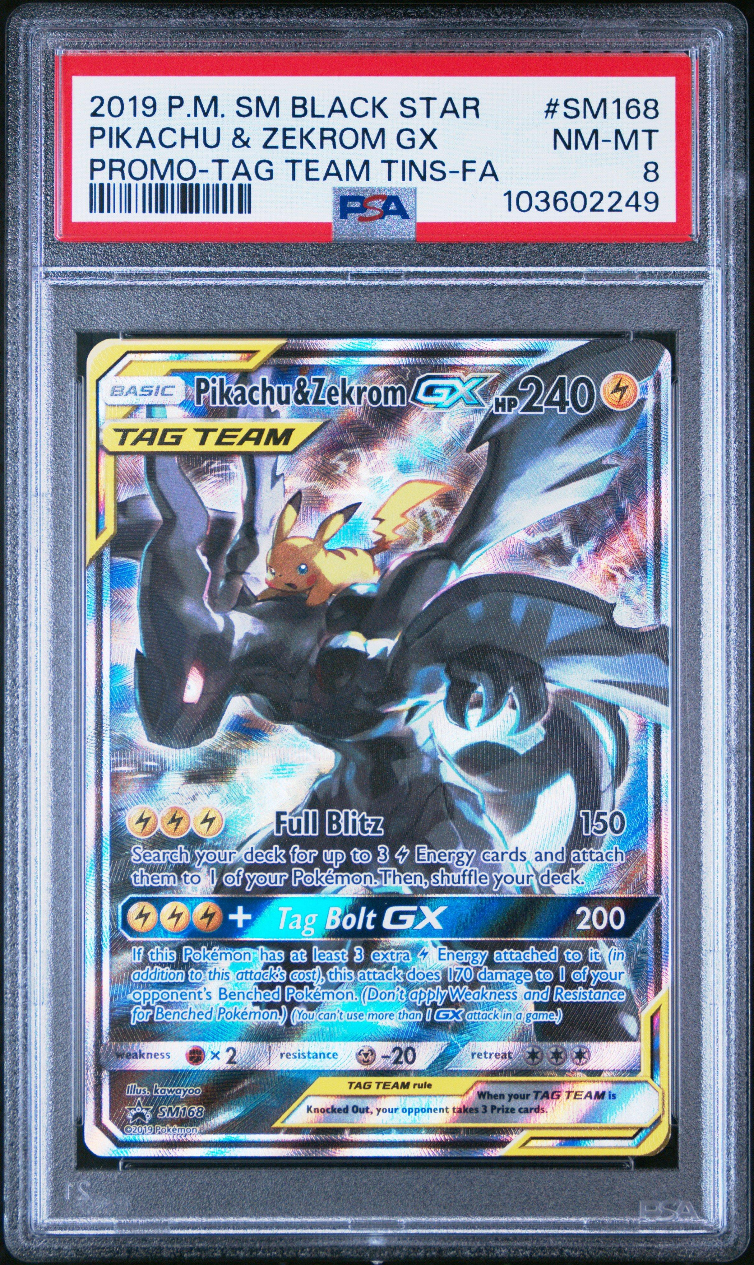 2019 Pokemon Sm Black Star Promo Sm168 Full Art/pikachu & Zekrom