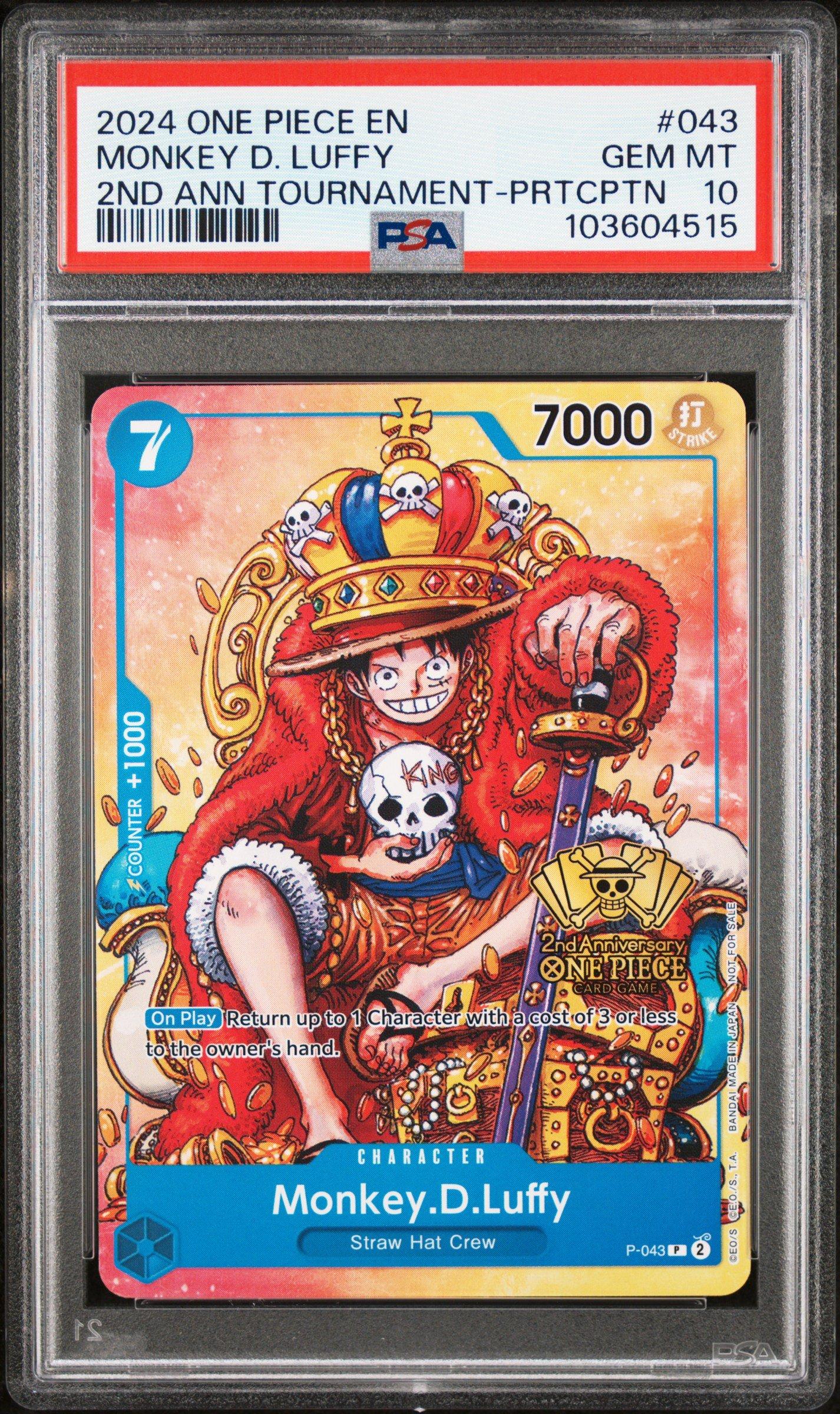 ワンピース カードゲーム PSA10 ONE PIECE DON!! 2nd Anniversary 2024 One Piece Promos 043 Monkey D. Luffy 2nd Anniversary