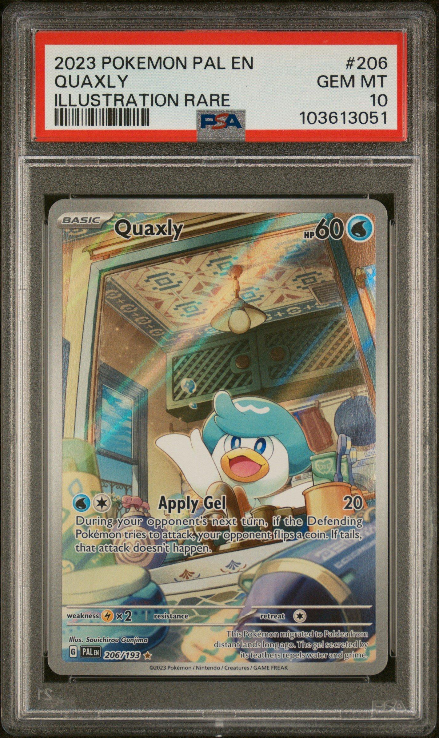 pokemon paldea rare cards 2023 Pokemon Pal En-paldea Evolved 206 Quaxly Illustration Rare PSA 10  Graded Card