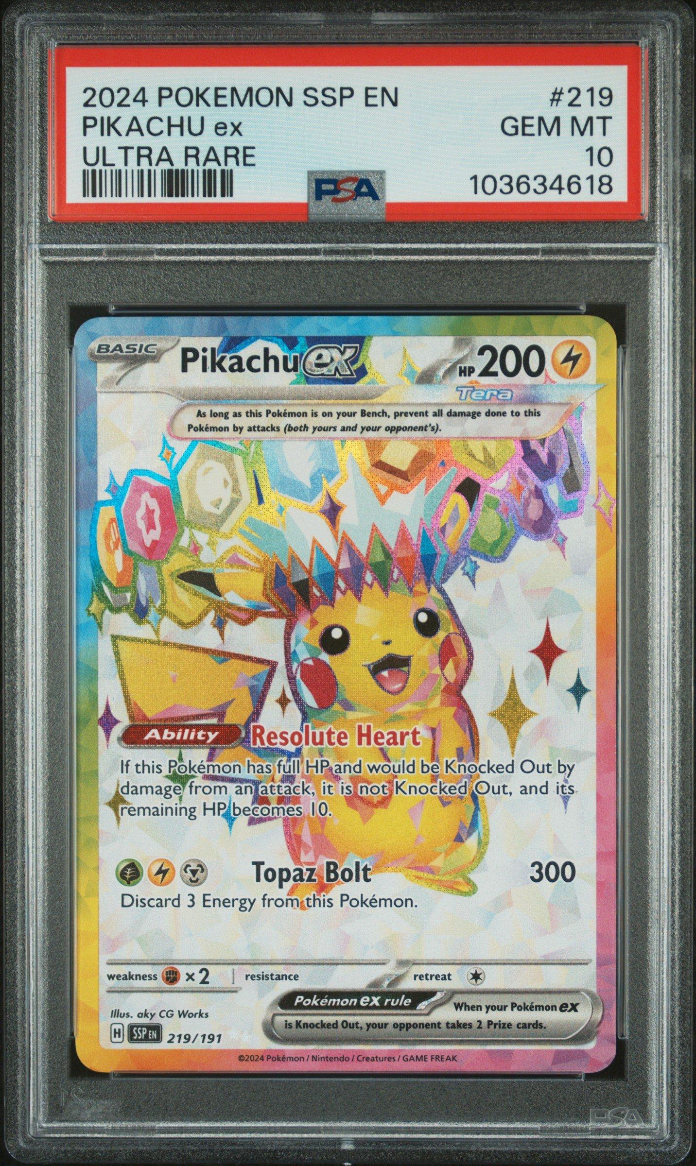 pokemon cards surging sparks pikachu EX Extended Art  Terrible Slabs Commemorate your favorite tabletop game with this Pikachu EX 2024 Pokemon Surging Sparks Hyper Rare #247 PSA Authenticated 10 Card 2024 Pokemon Ssp En-surging Sparks