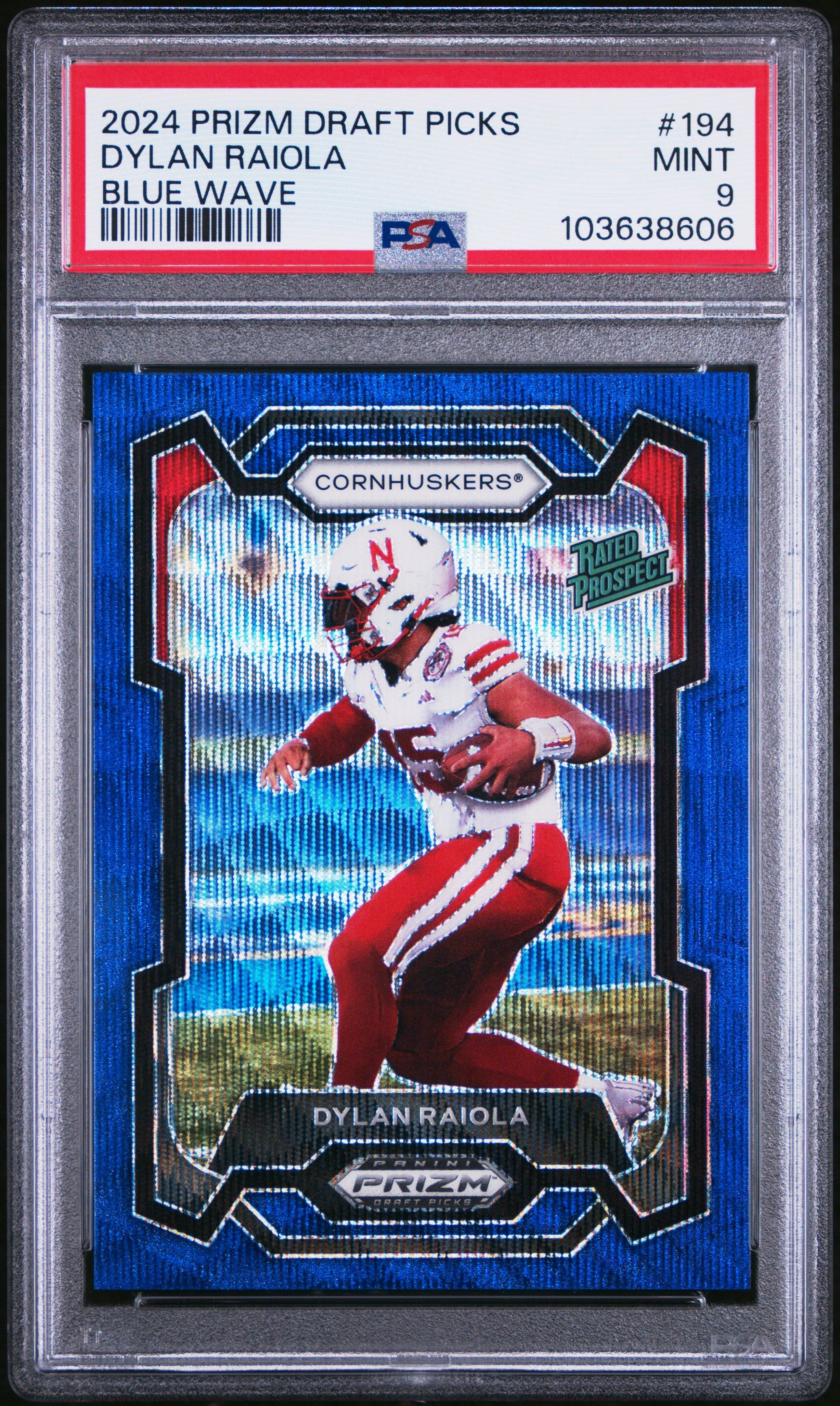 2024 Panini Prizm Draft Picks 194 Dylan Raiola Blue Wave PSA 9