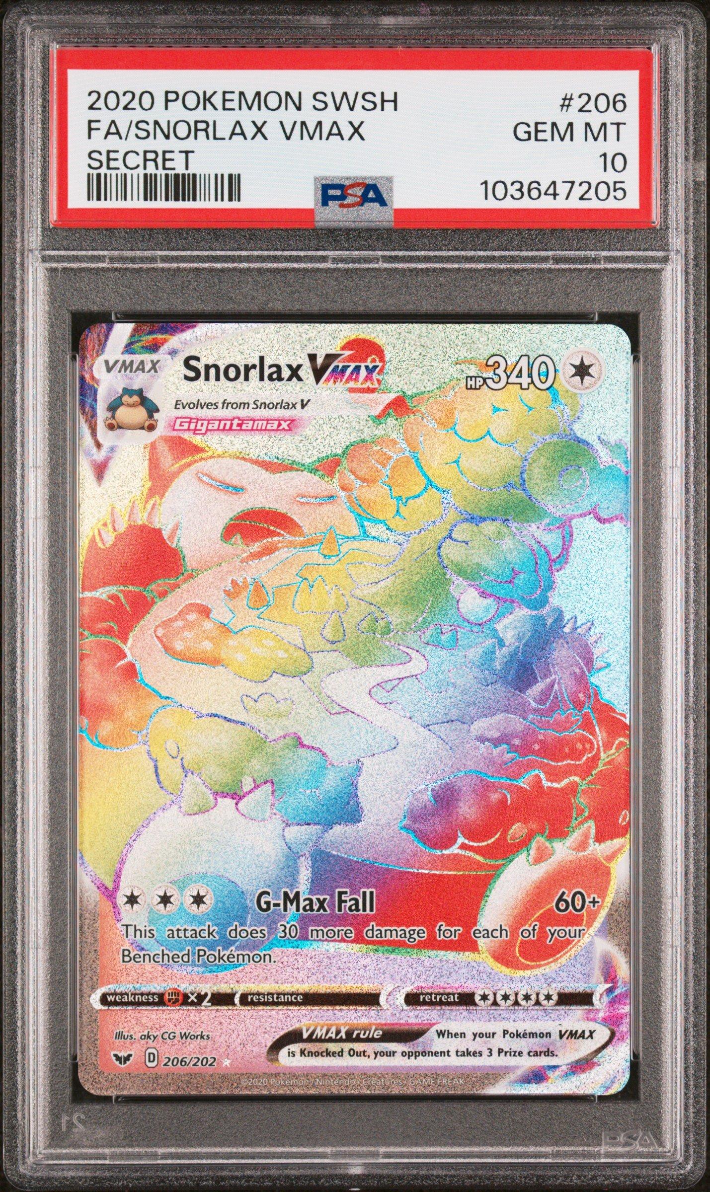 2020 Pokemon Sword & Shield 206 Full Art/snorlax Vmax Secret PSA
