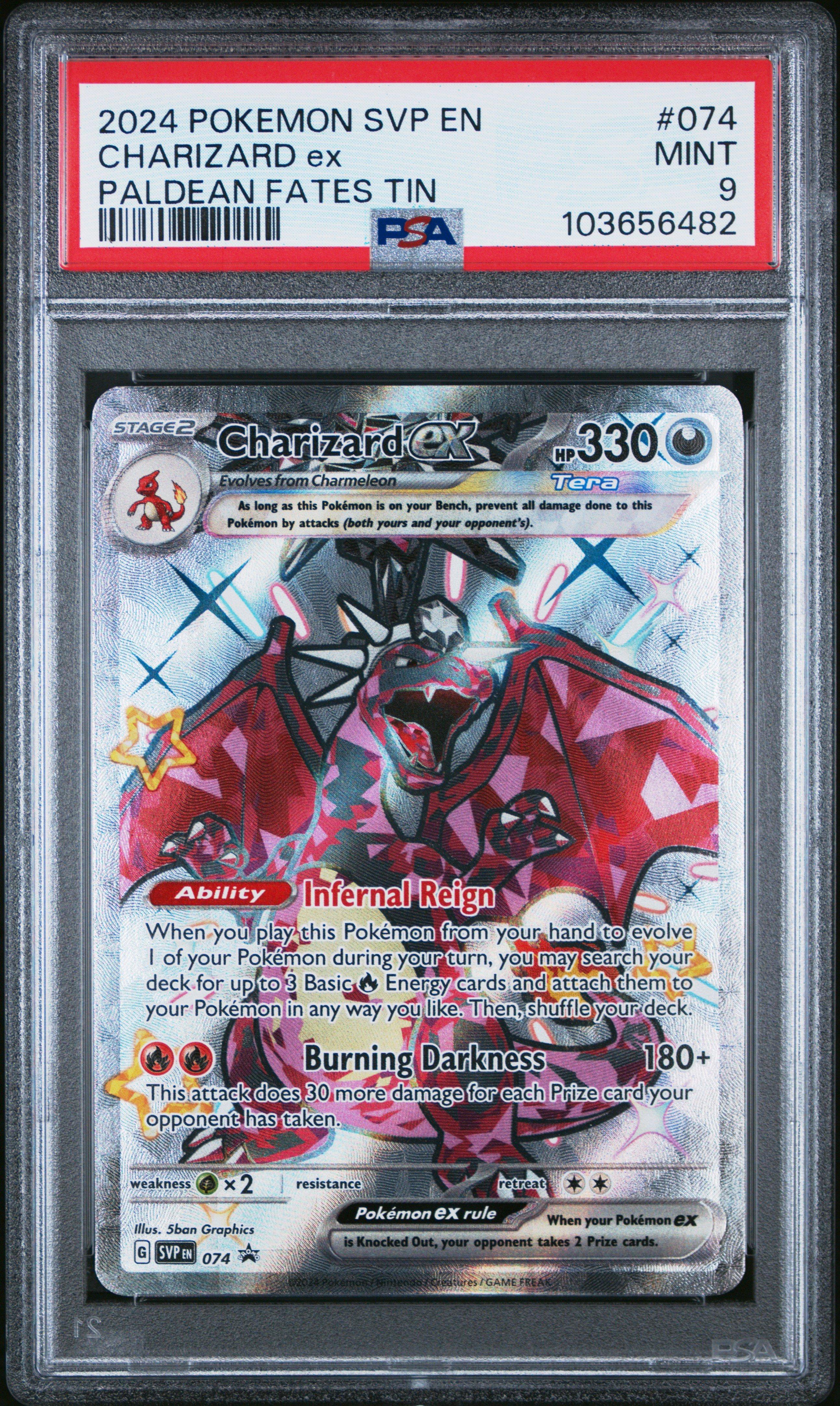 2024 Pokemon Svp En-sv Black Star Promo 074 Charizard Ex Paldean Fates Tin PSA