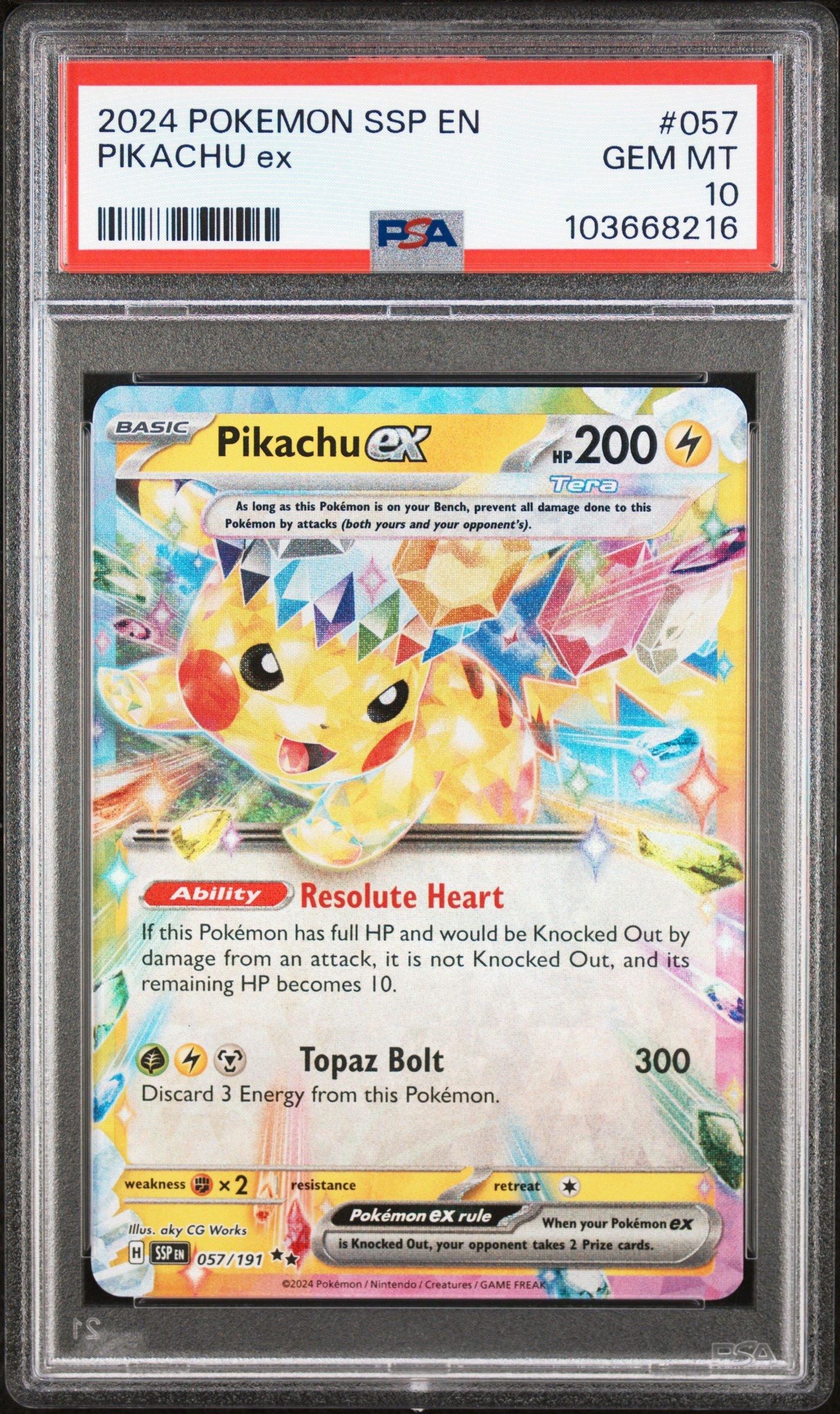 2024 Pokemon Ssp En-surging Sparks 057 Pikachu Ex PSA 10 Graded
