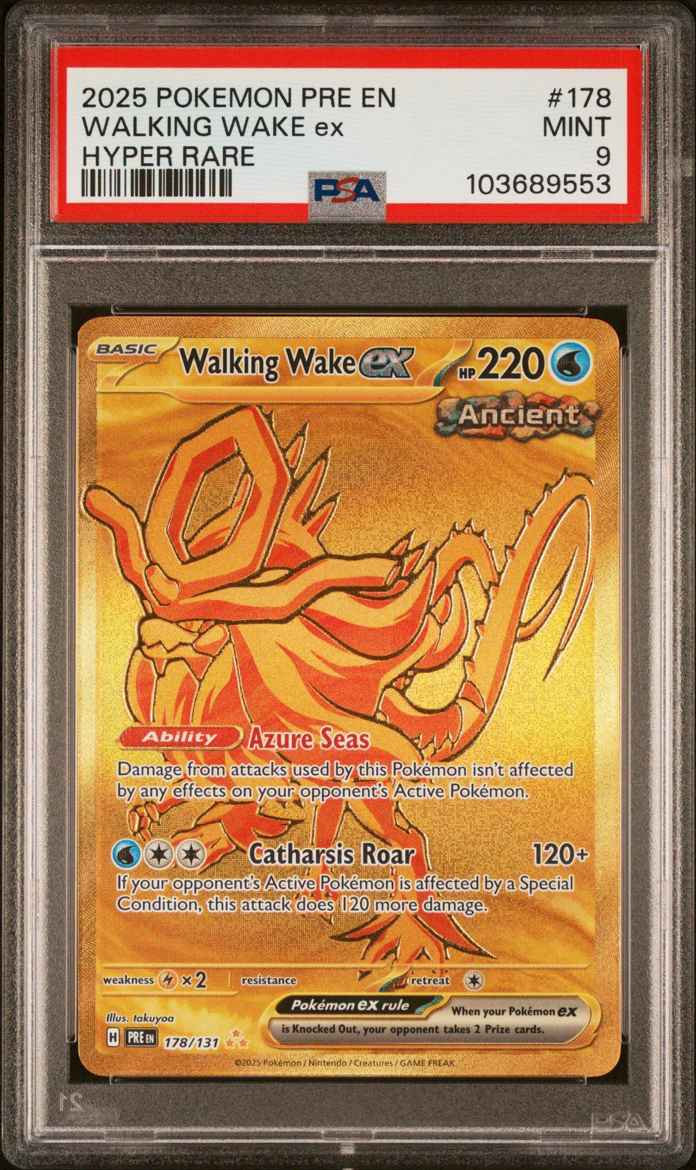 2025 Pokemon Pre En-prismatic Evolutions 178 Walking Wake Ex Hyper Rare PSA
