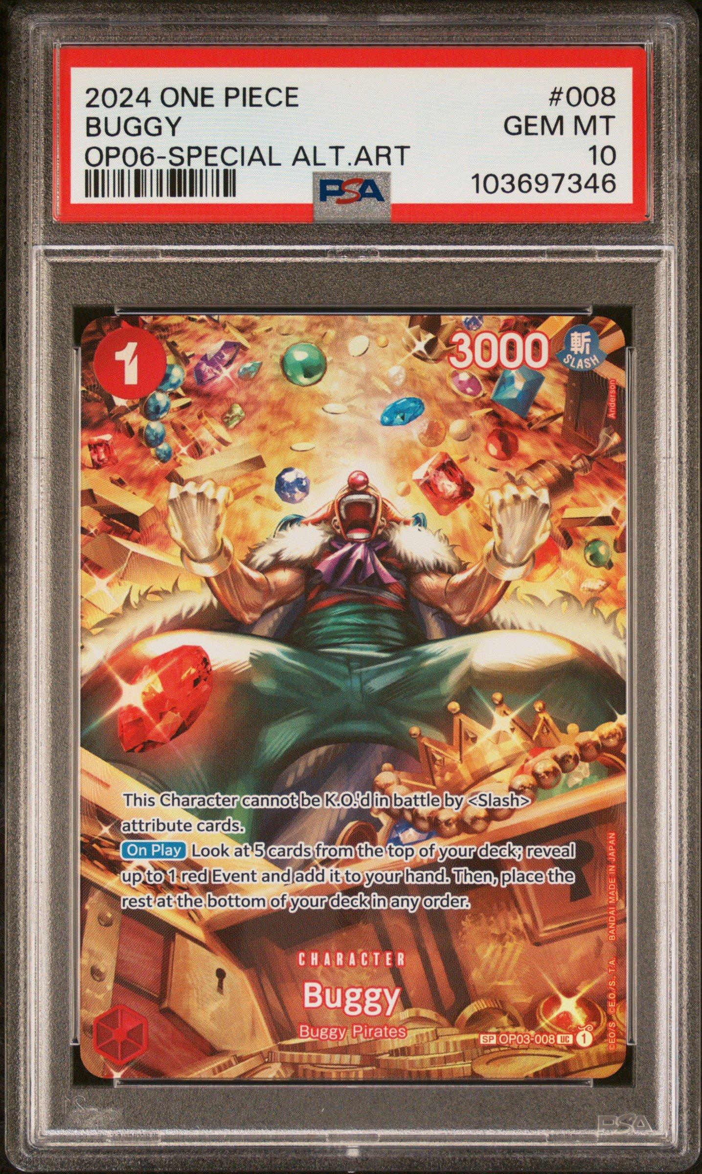 2024 One Piece Op06-wings Of The Captain 008 Buggy Special Alternate Art PSA 10