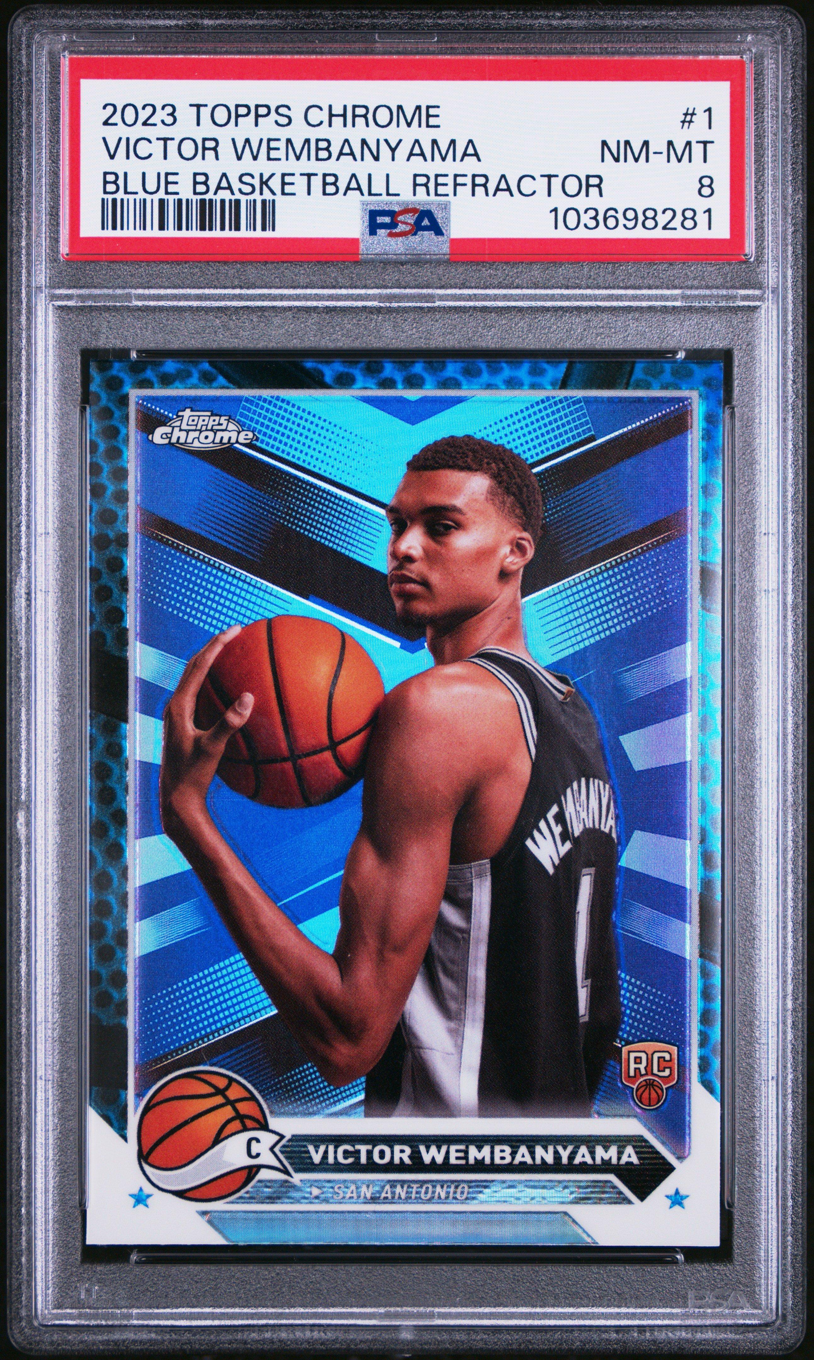 2023 Topps Chrome 1 Victor Wembanyama Blue Basketball Refractor PSA 8