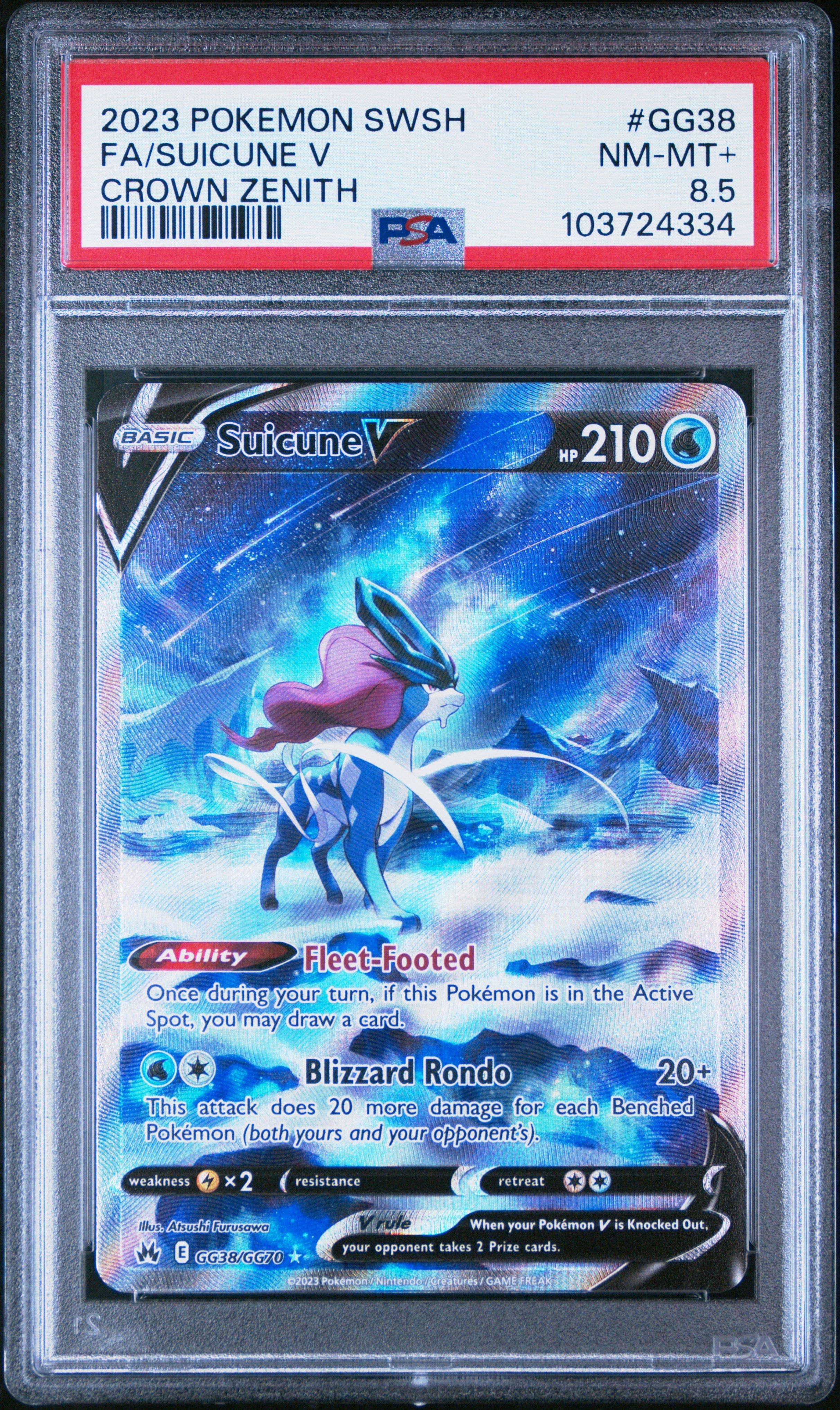2023 Pokemon Sword And Shield Crown Zenith Gg38 Full Art/suicune V PSA NM-MT+ 8.5