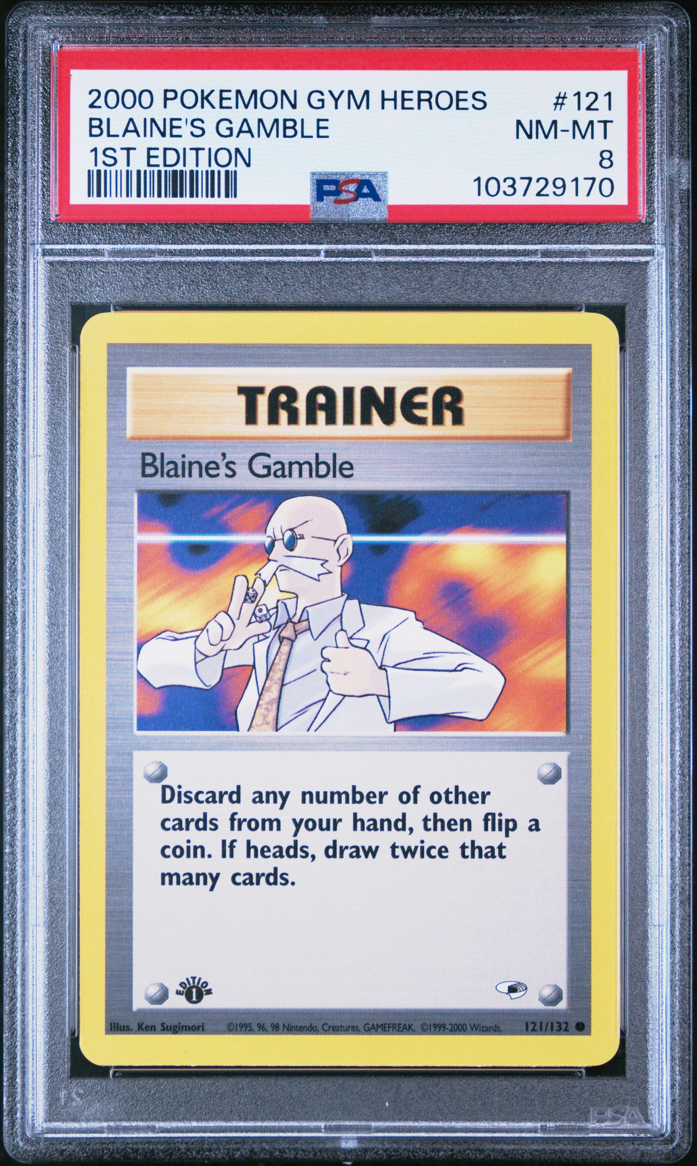 2000 Pokemon Gym Heroes 121 Blaine's Gamble 1st Edition PSA