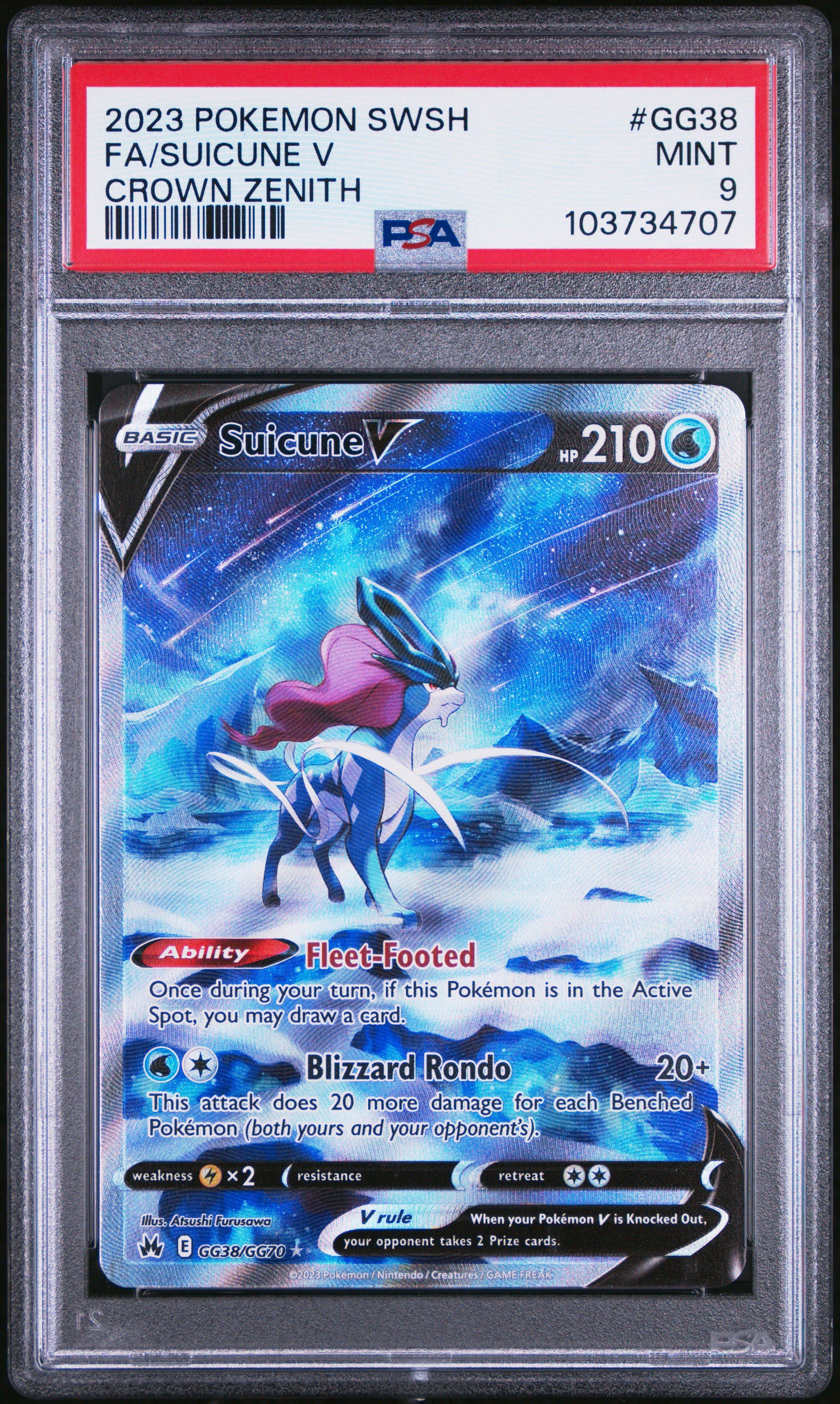 2023 Pokemon Sword And Shield Crown Zenith Gg38 Full Art/suicune V PSA