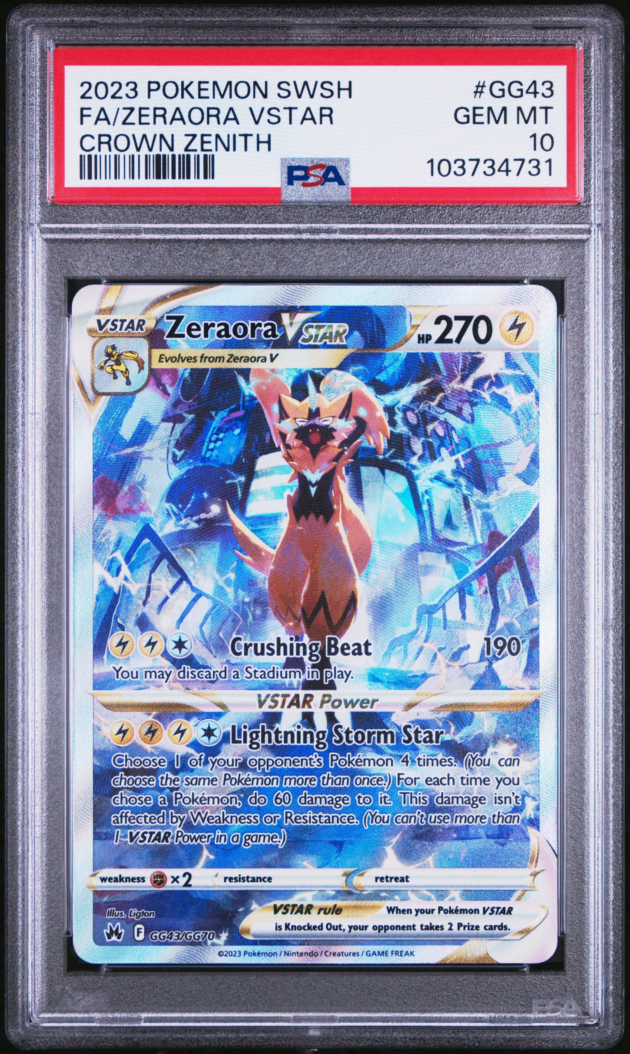 2023 Pokemon Sword And Shield Crown Zenith Gg43 Full Art/zeraora Vstar PSA