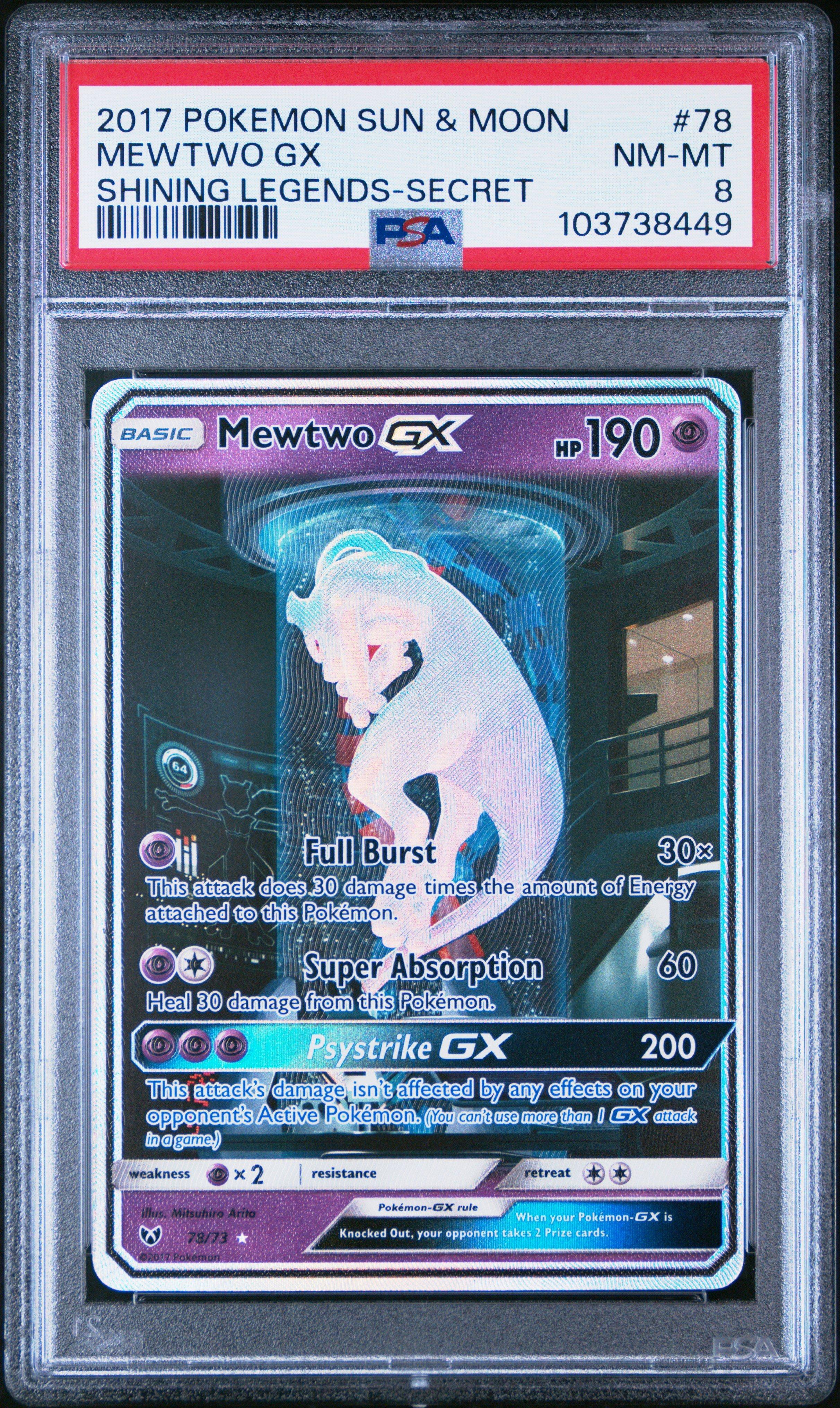 2017 Pokemon Sun & Moon Shining Legends 78 Mewtwo Gx Secret PSA