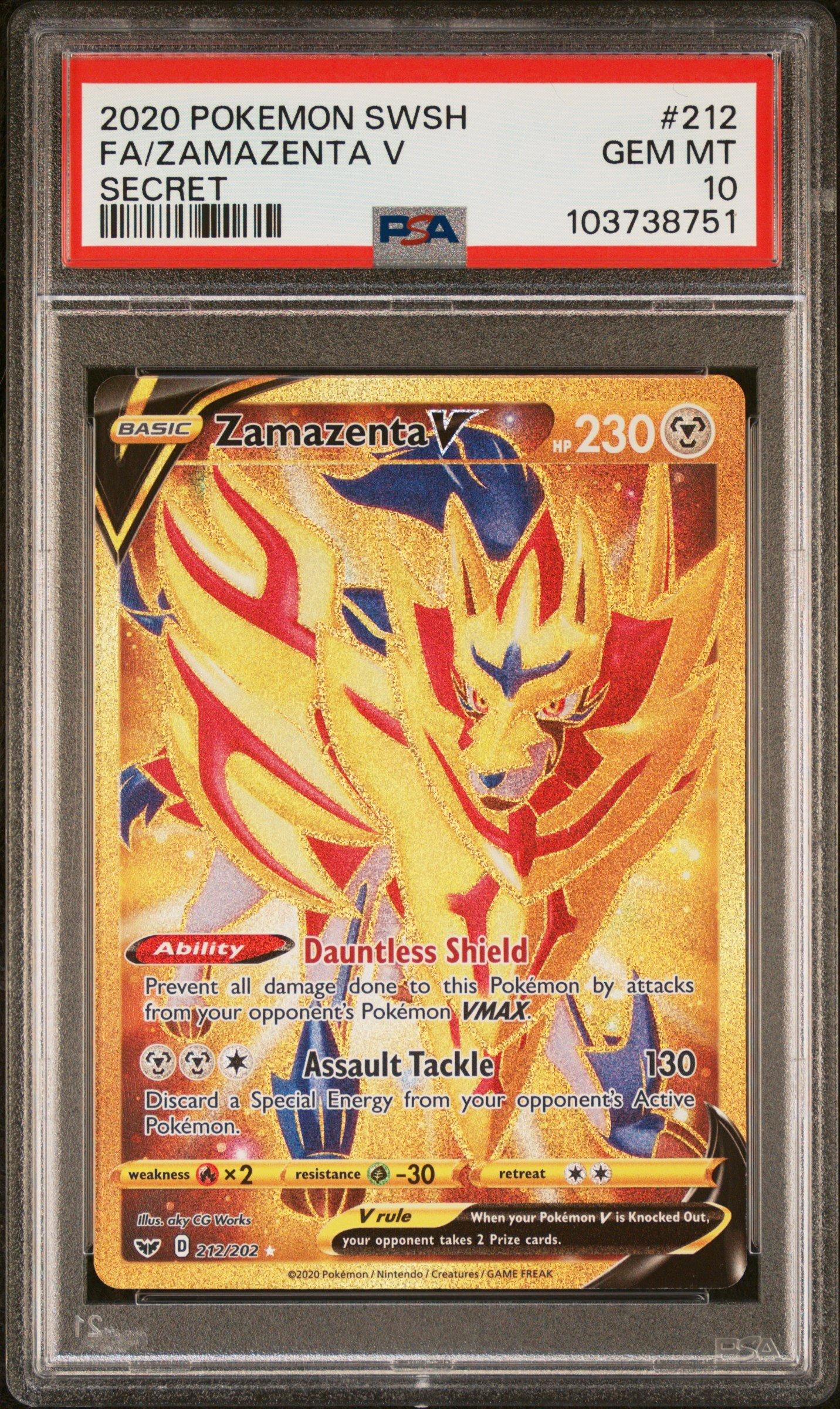 2020 Pokemon Sword & Shield 212 Full Art/zamazenta V Secret PSA