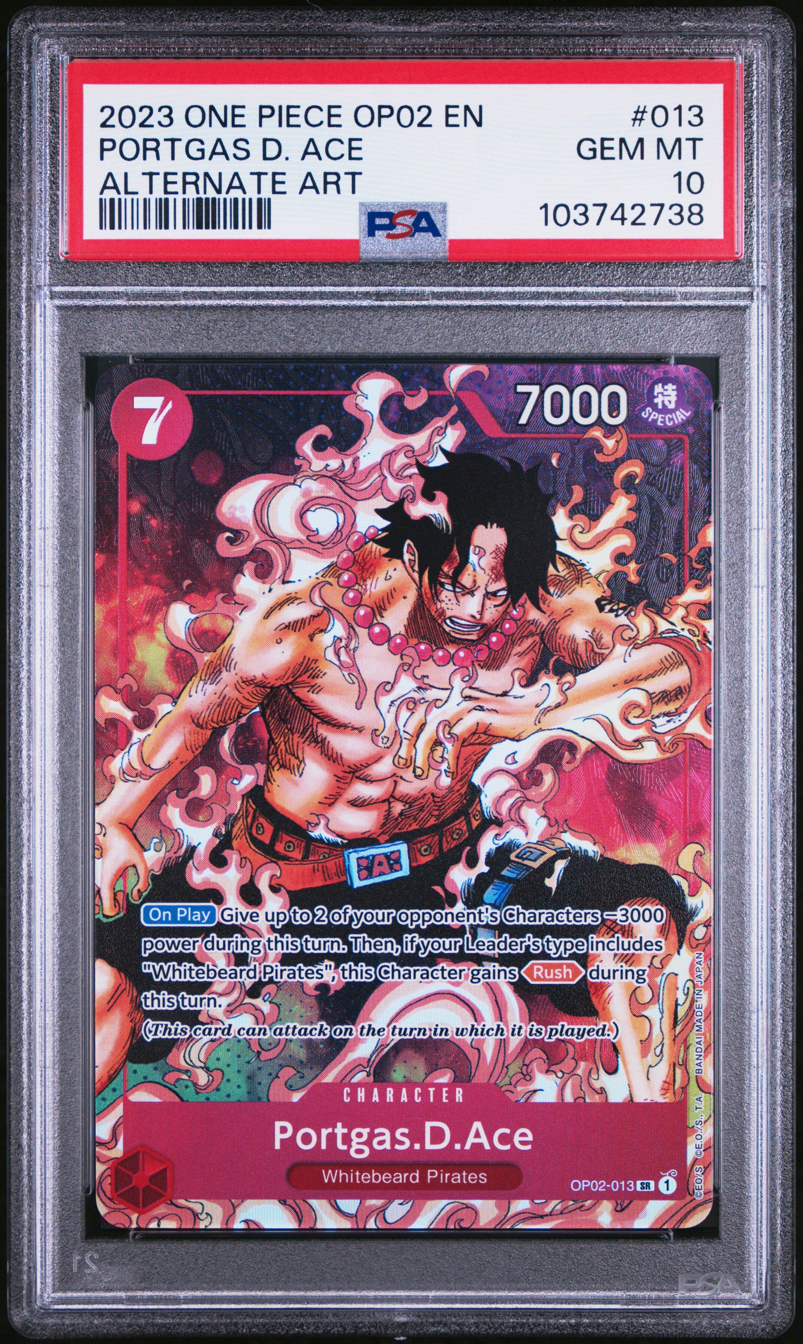 2023 One Piece Op02-paramount War 013 Portgas D. Ace Alternate Art PSA 10