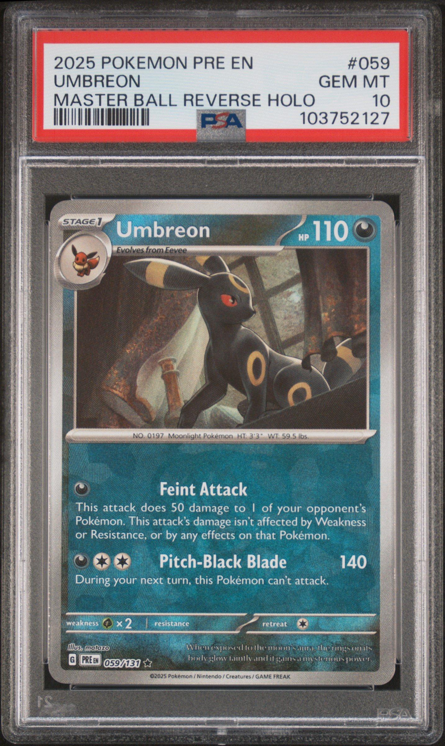 2025 Pokemon Pre En-prismatic Evolutions 059 Umbreon Master