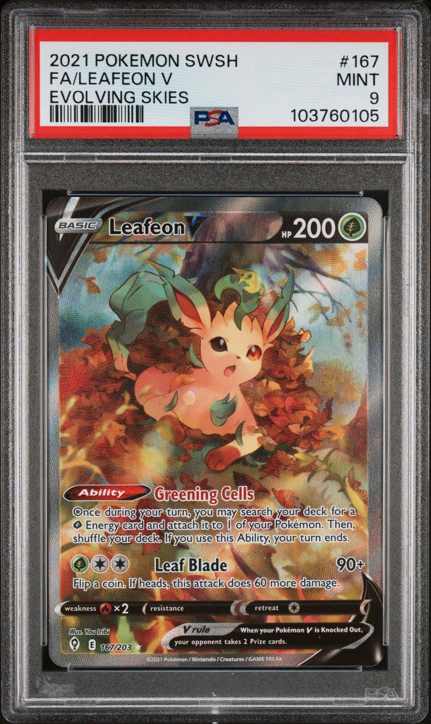 2021 Pokemon Sword & Shield Evolving Skies Full Art/leafeon V PSA