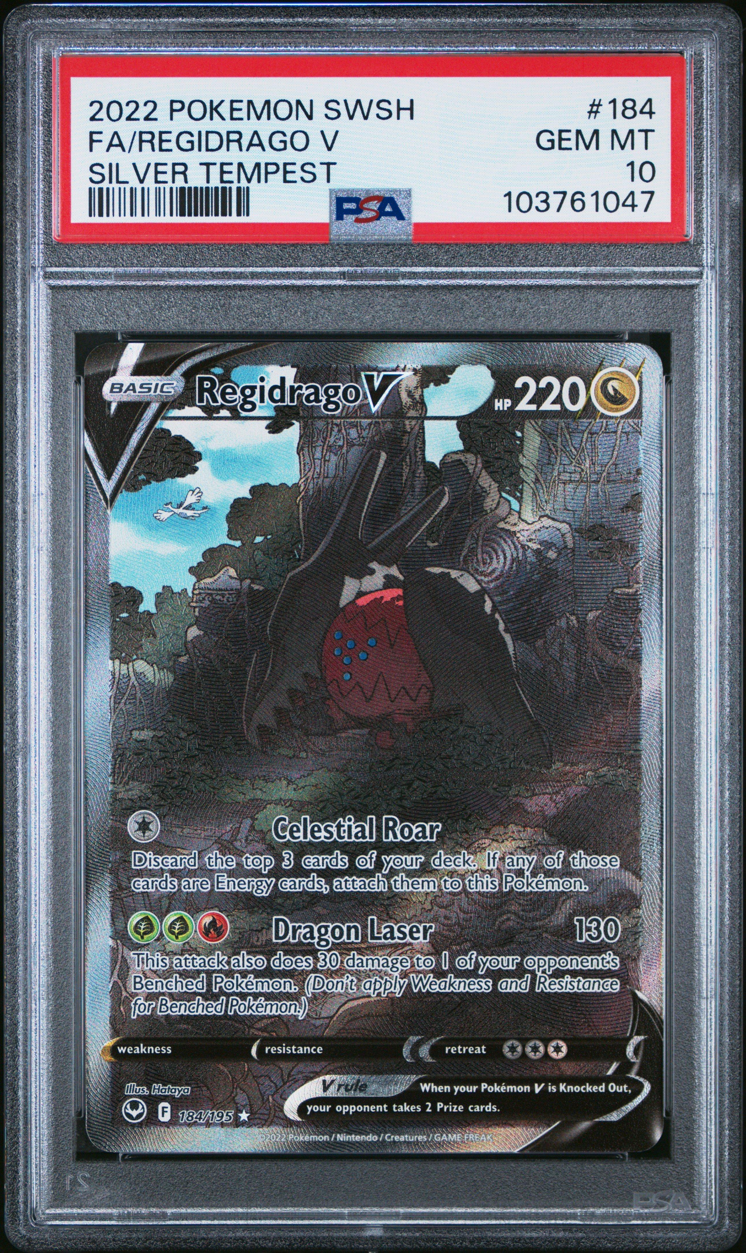 2022 Pokemon Sword & Shield Silver Tempest 184 Full Art/regidrago V PSA