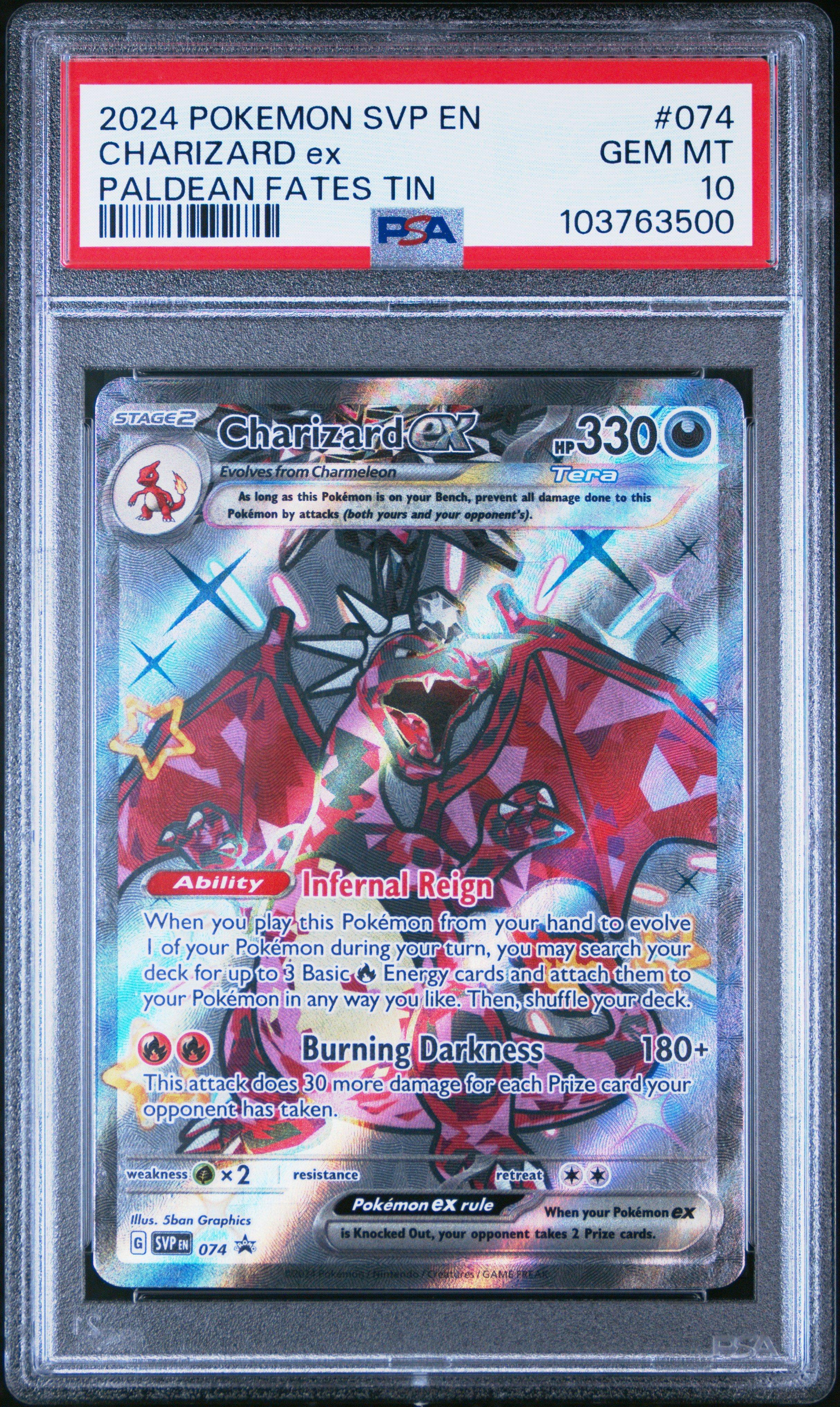 2024 pokemon cards 2024 Pokemon SVP EN Charizard ex Paldean Fates Tin – YankeeKicks Online main image 1