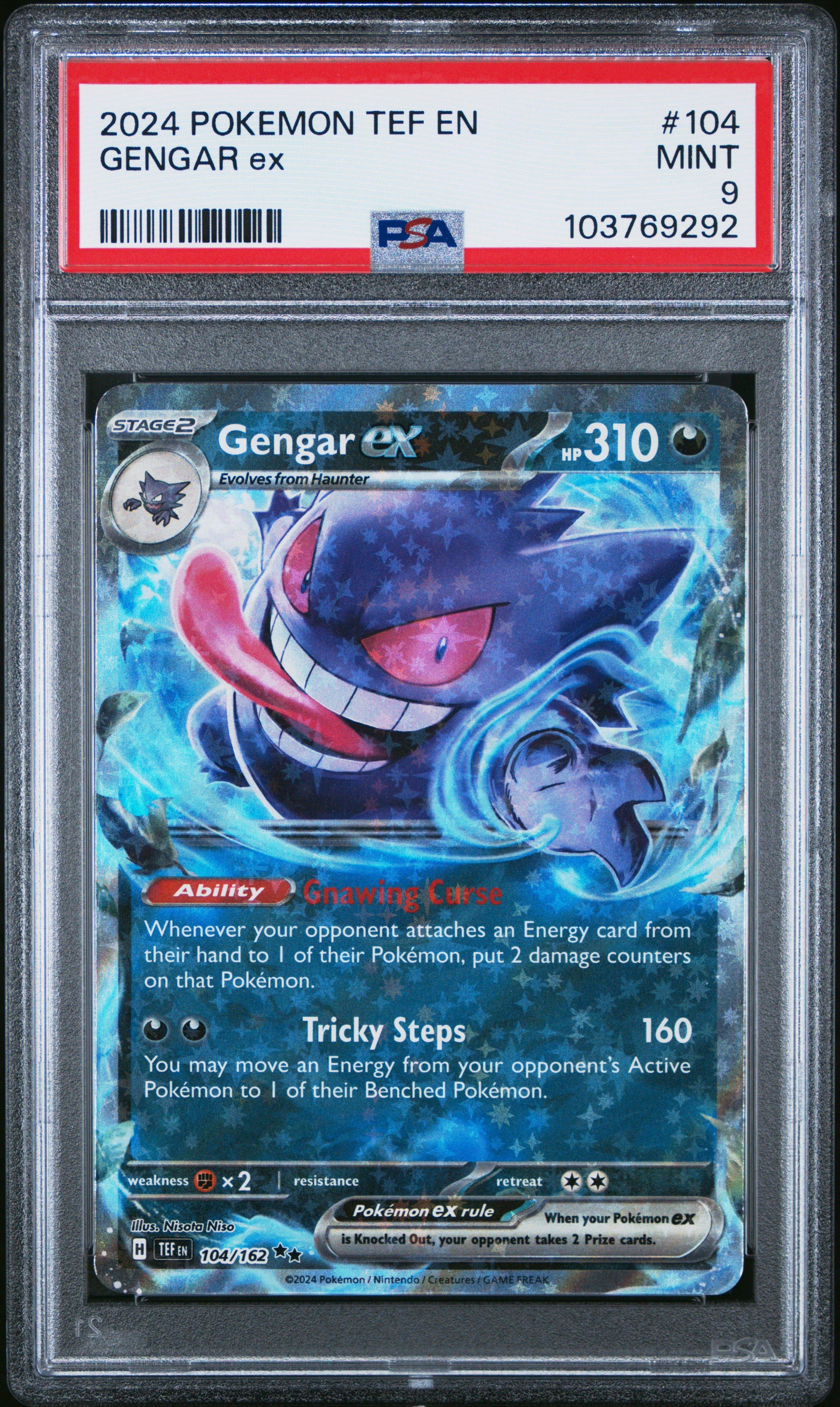 2024 Pokemon Tef En-temporal Forces 104 Gengar Ex PSA