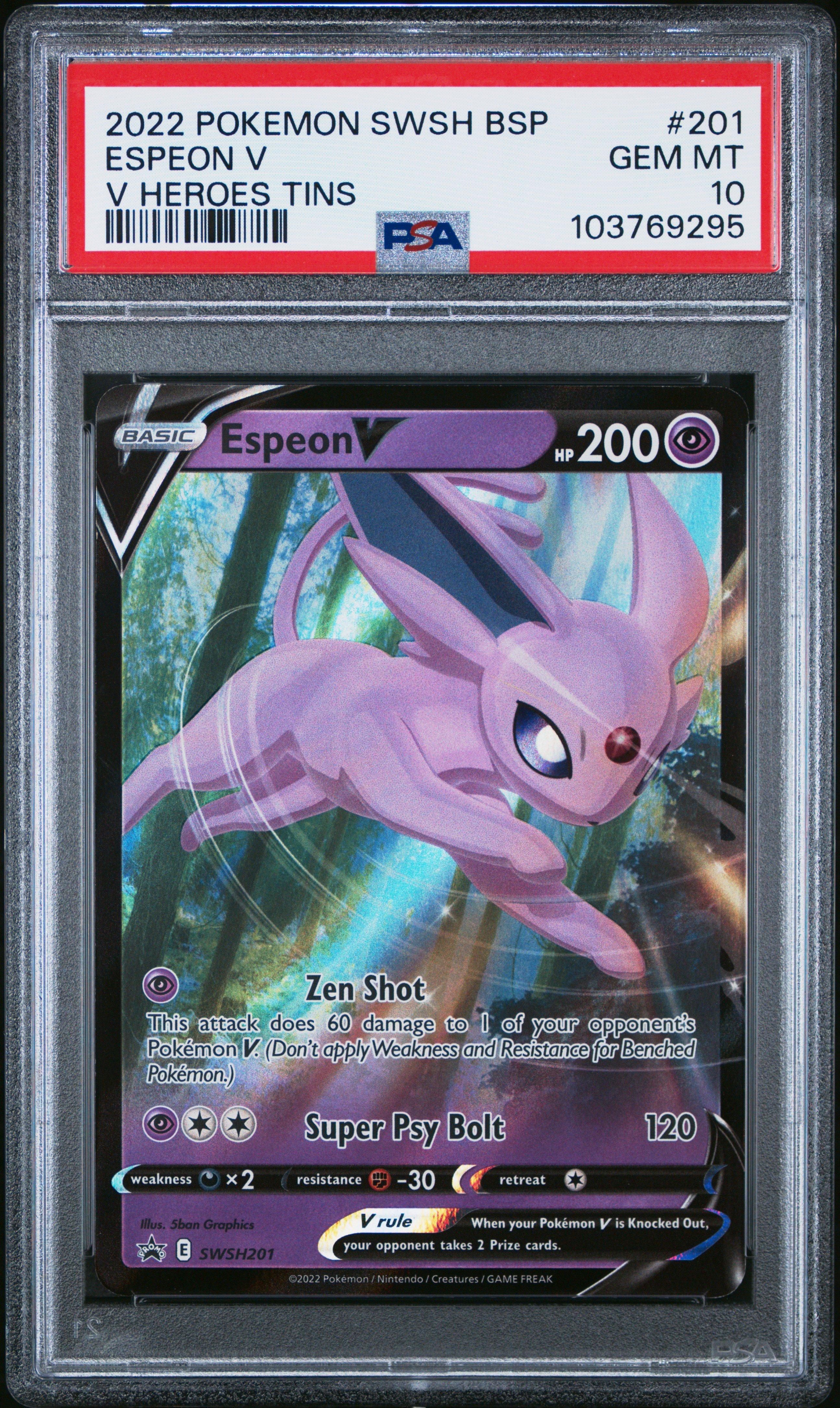 2022 Pokemon Swsh Black Star Promo 201 Espeon V V Heroes Tins PSA