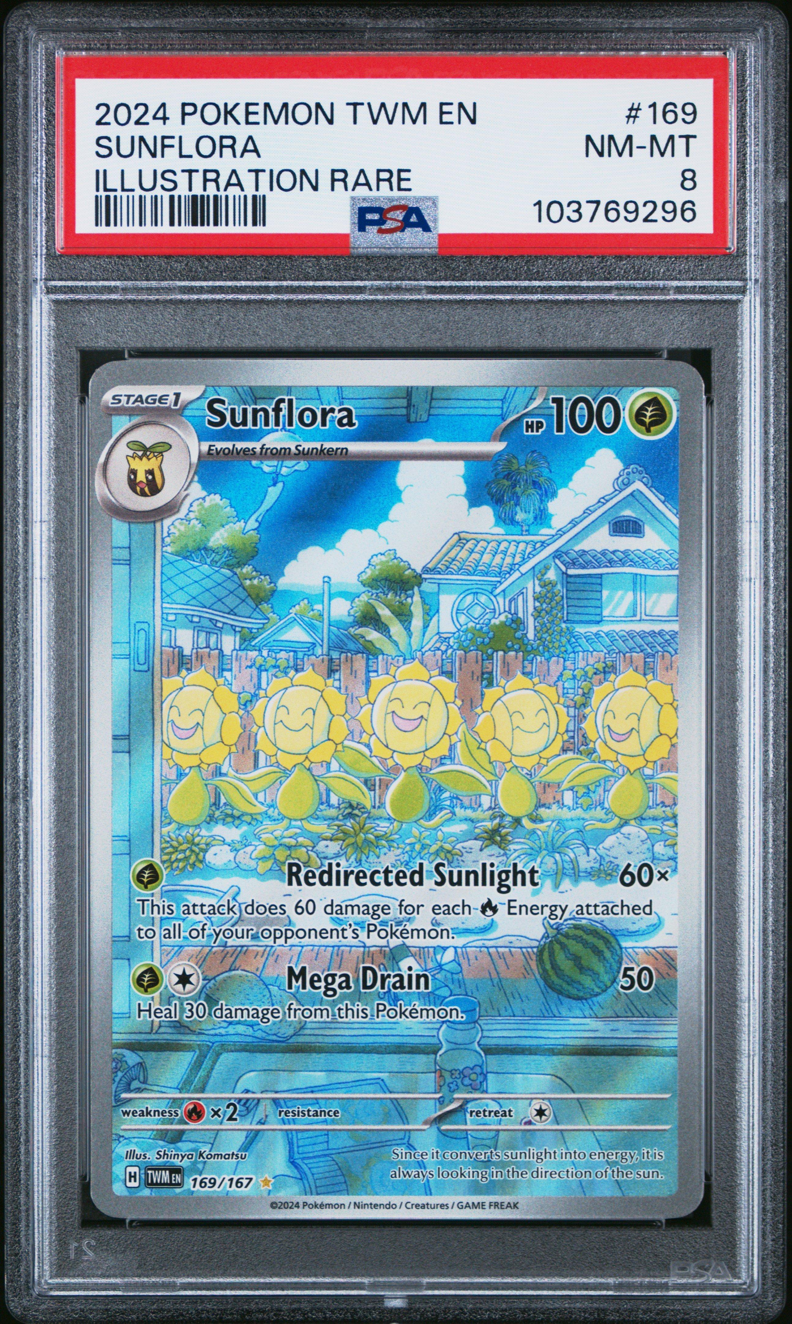 2024 Pokemon Twm En-twilight Masquerade 169 Sunflora Illustration Rare PSA