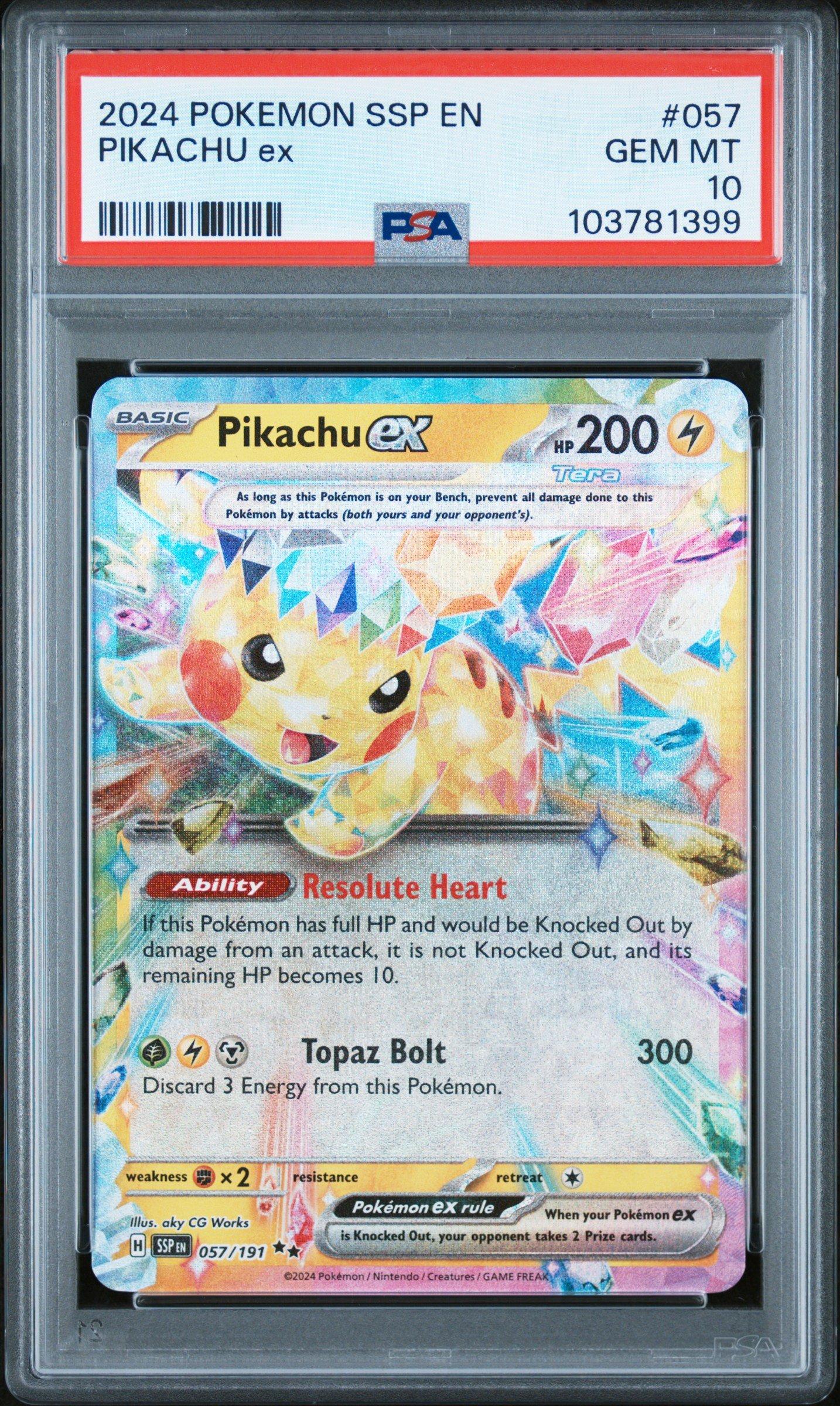 SSP ジョシュア 2024 Pokemon Ssp En-surging Sparks 057 Pikachu Ex PSA 10 Graded