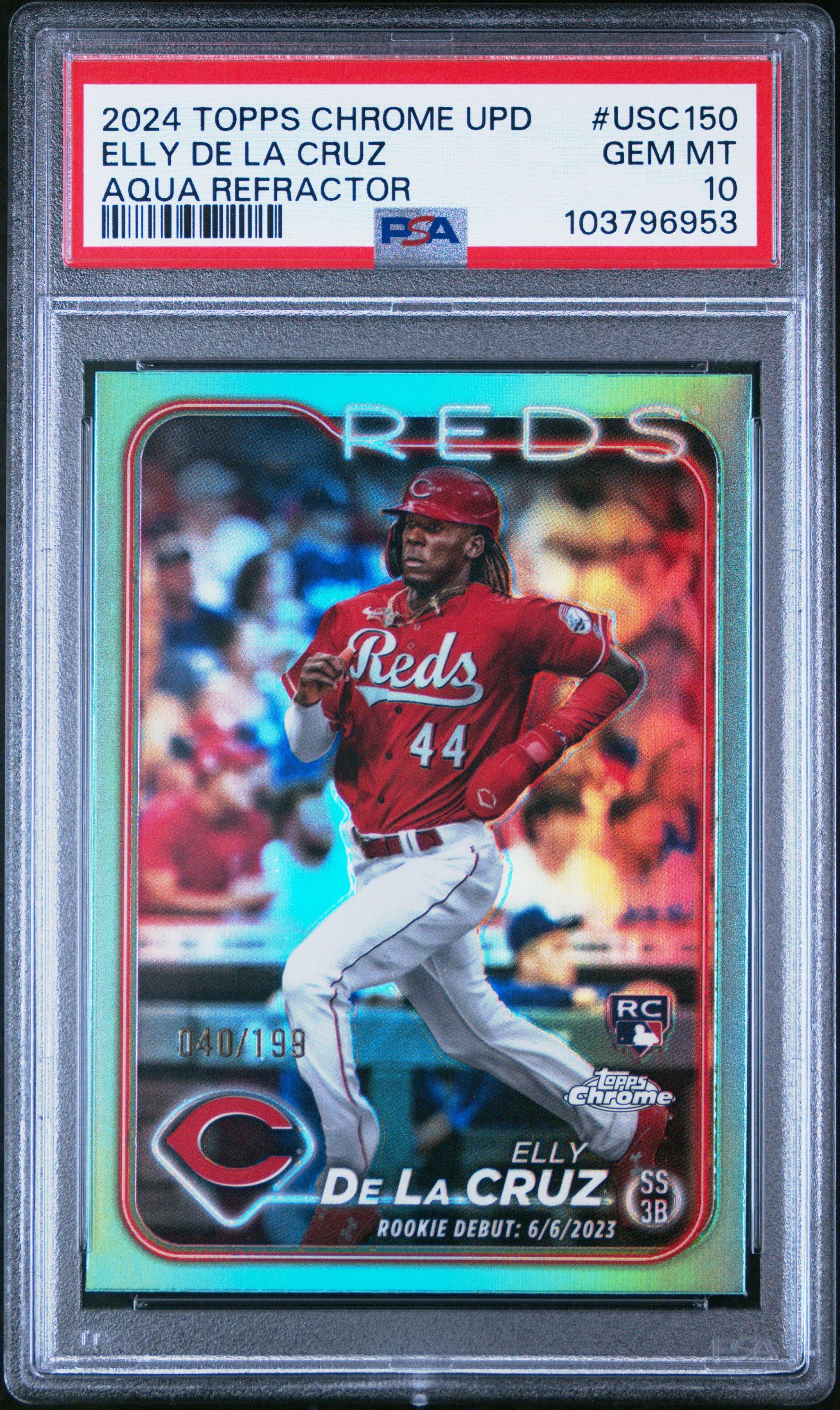 2024 Topps Chrome Update Usc150 Elly De La Cruz Aqua Refractor PSA 10