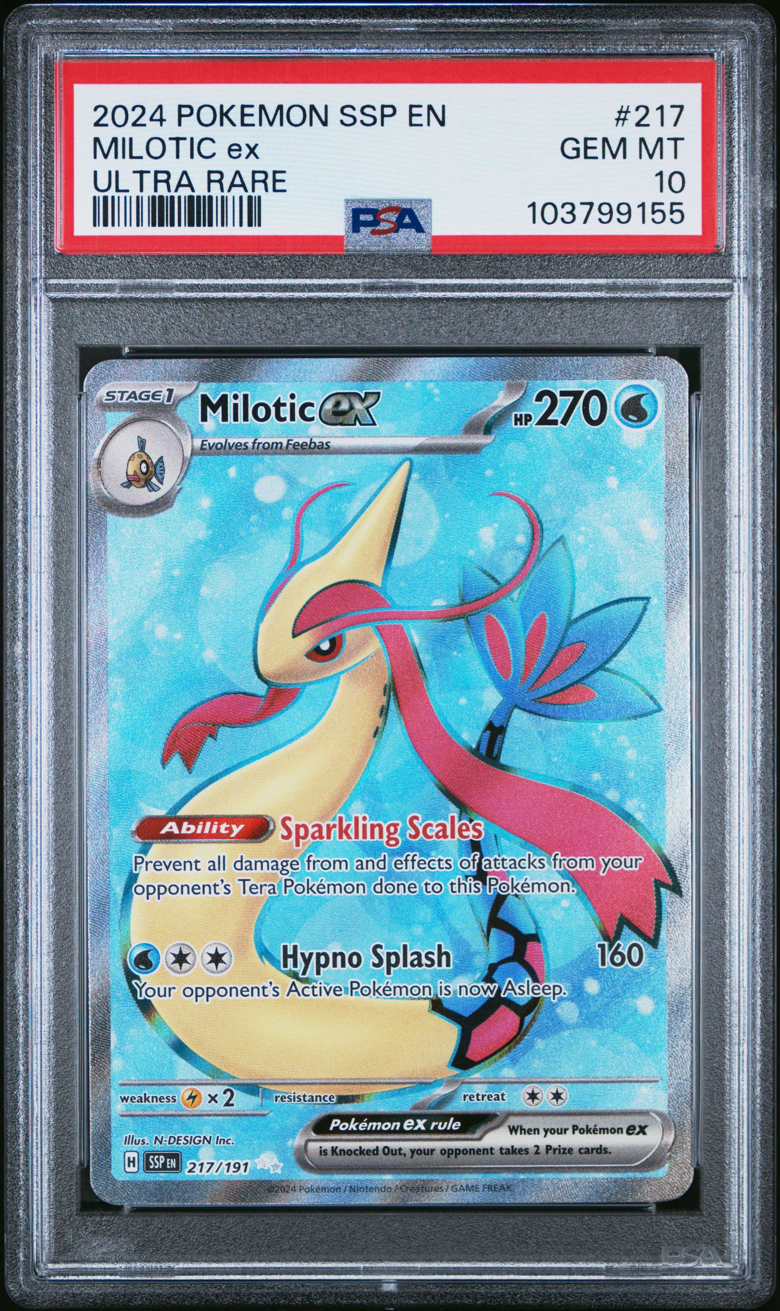 2024 Pokemon Ssp En-surging Sparks 217 Milotic Ex Ultra Rare PSA