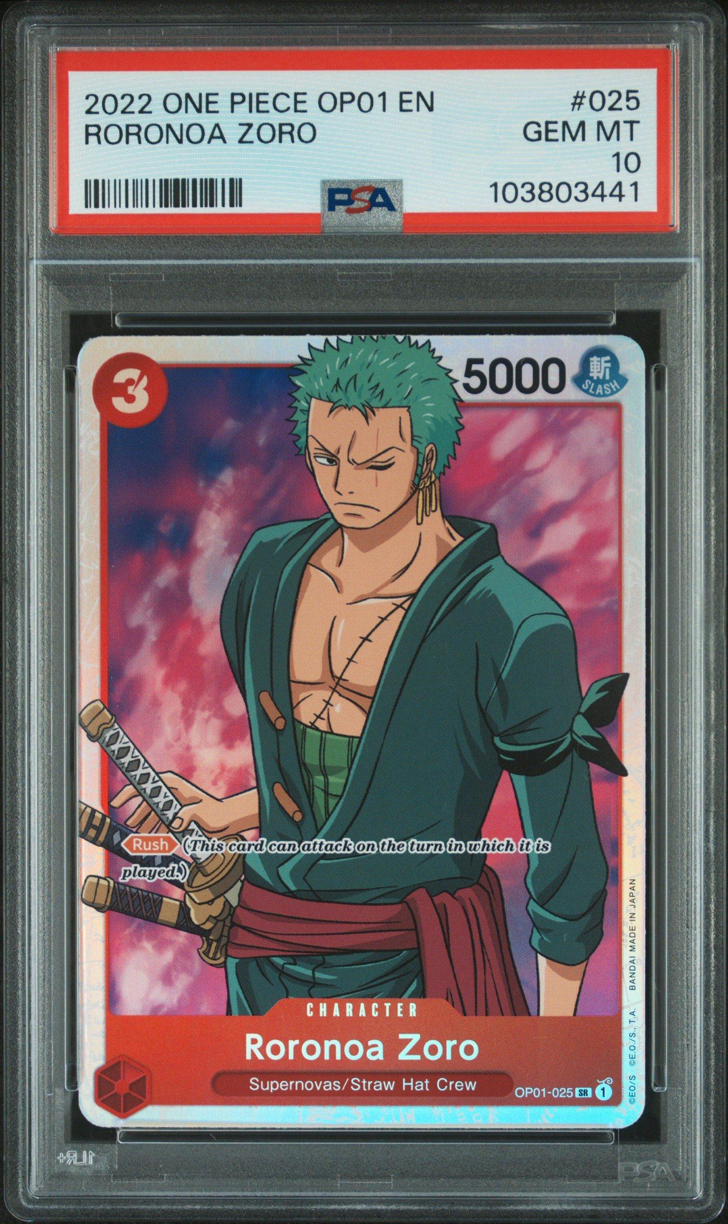 2022 One Piece Op01-romance Dawn 025 Roronoa Zoro PSA 10 Graded