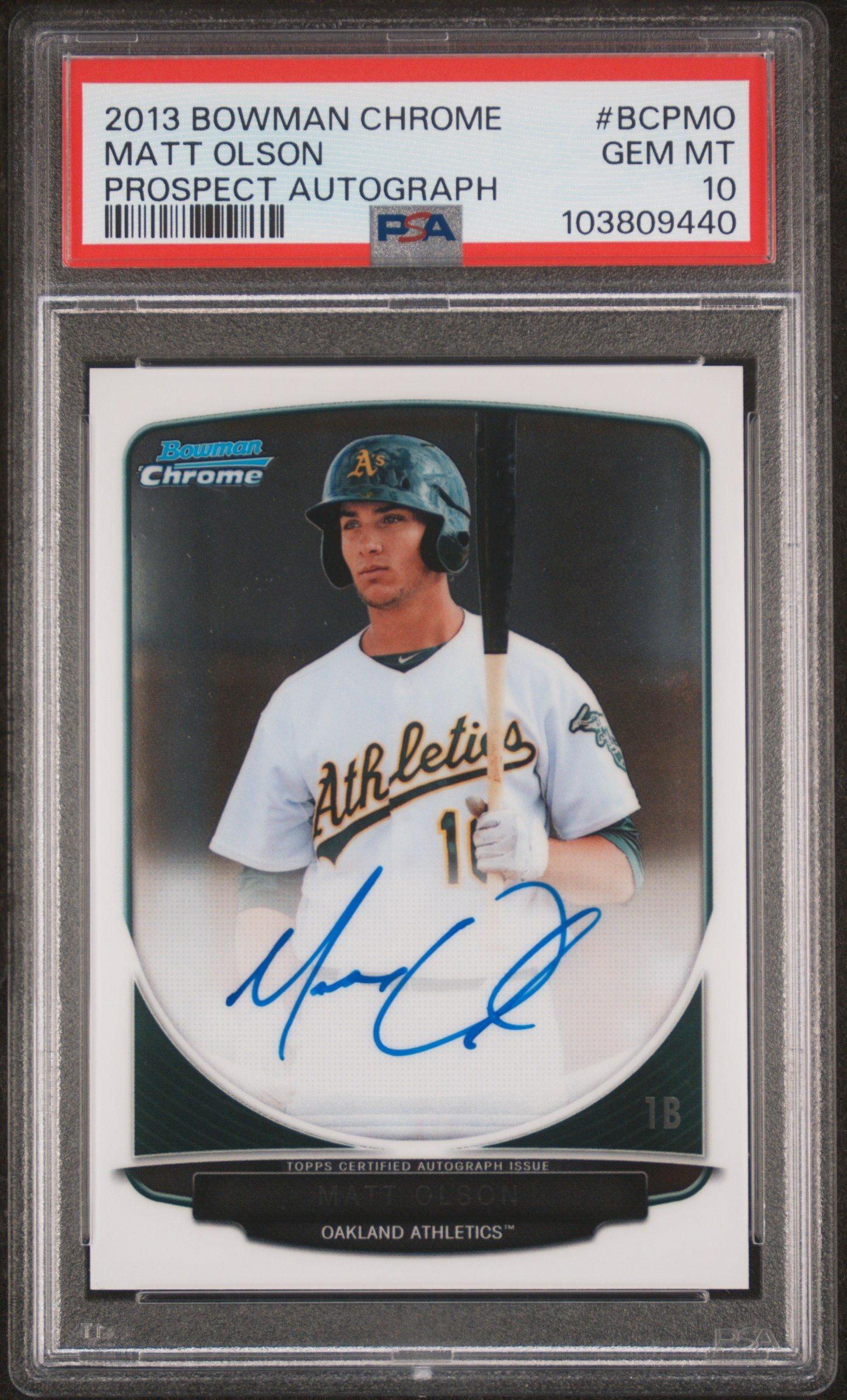 2013 Bowman Chrome Prospect Autograph Bcpmo Matt Olson PSA 10 