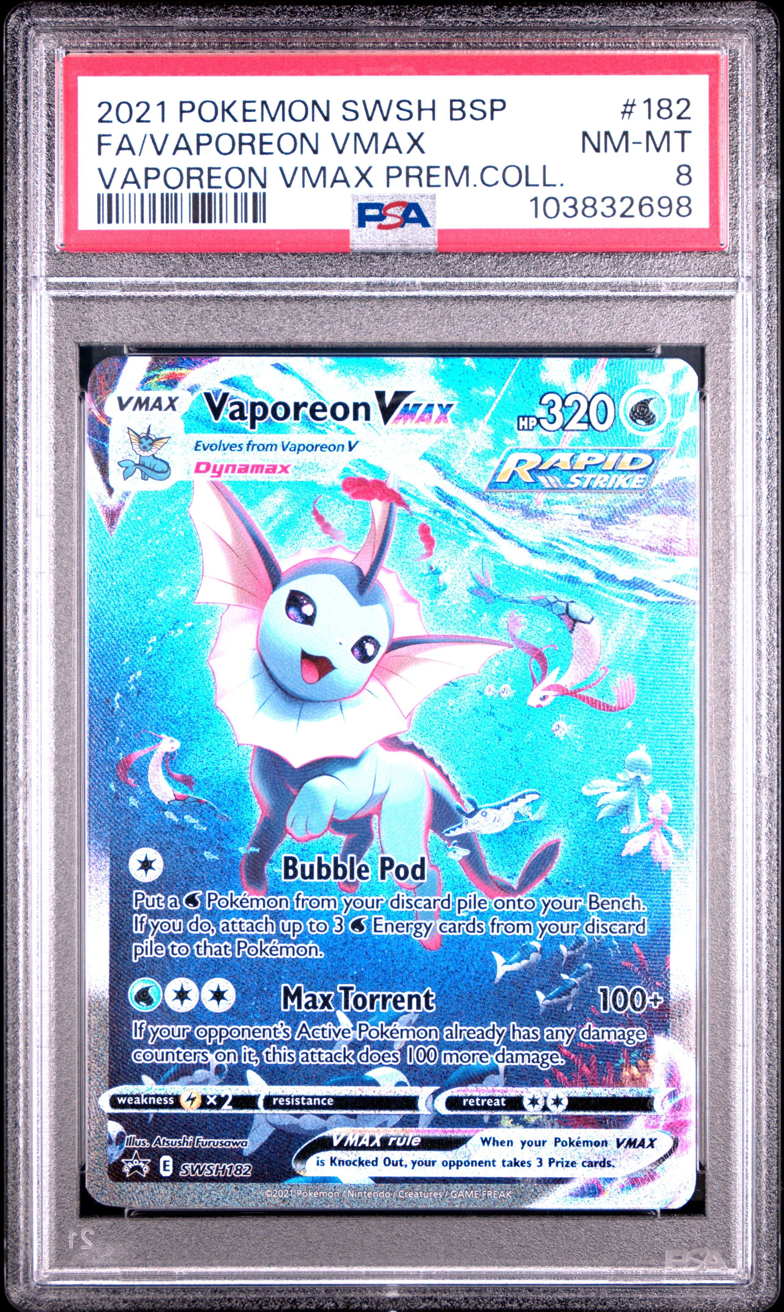 2021 Pokemon Swsh Black Star Promo 182 Full Art/vaporeon Vmax Vaporeon Vmax Premium Collection PSA