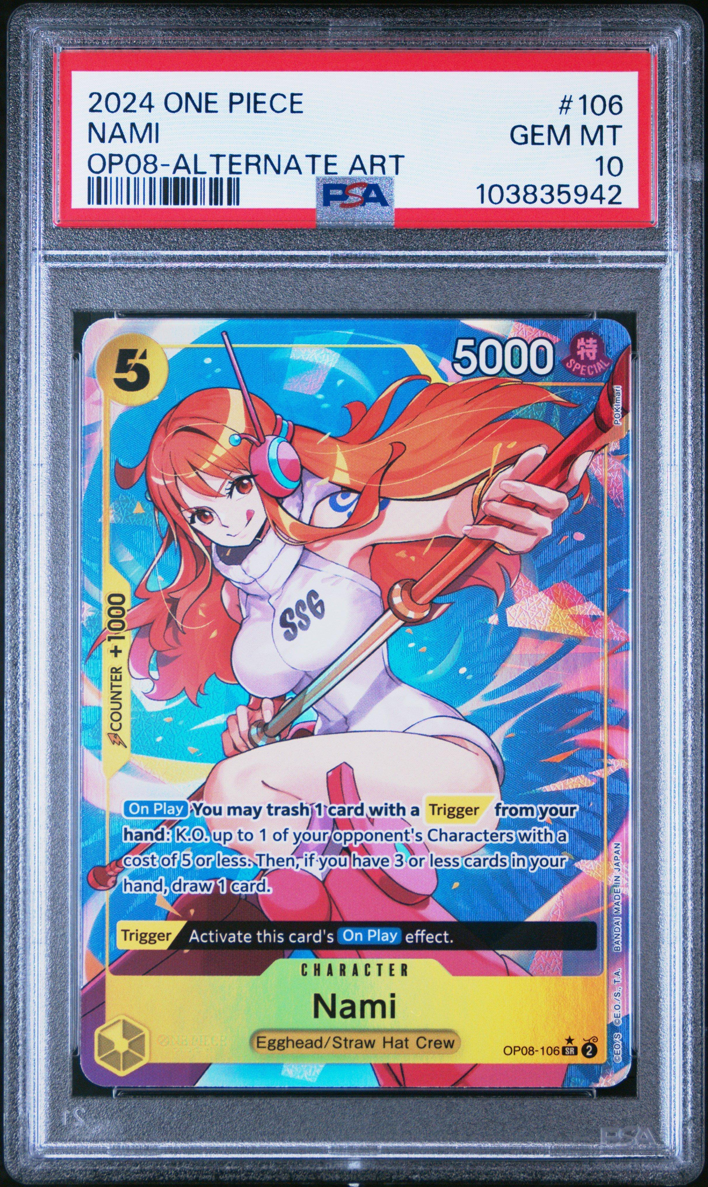 2024 One Piece Op08-two Legends 106 Nami Alternate Art PSA 10