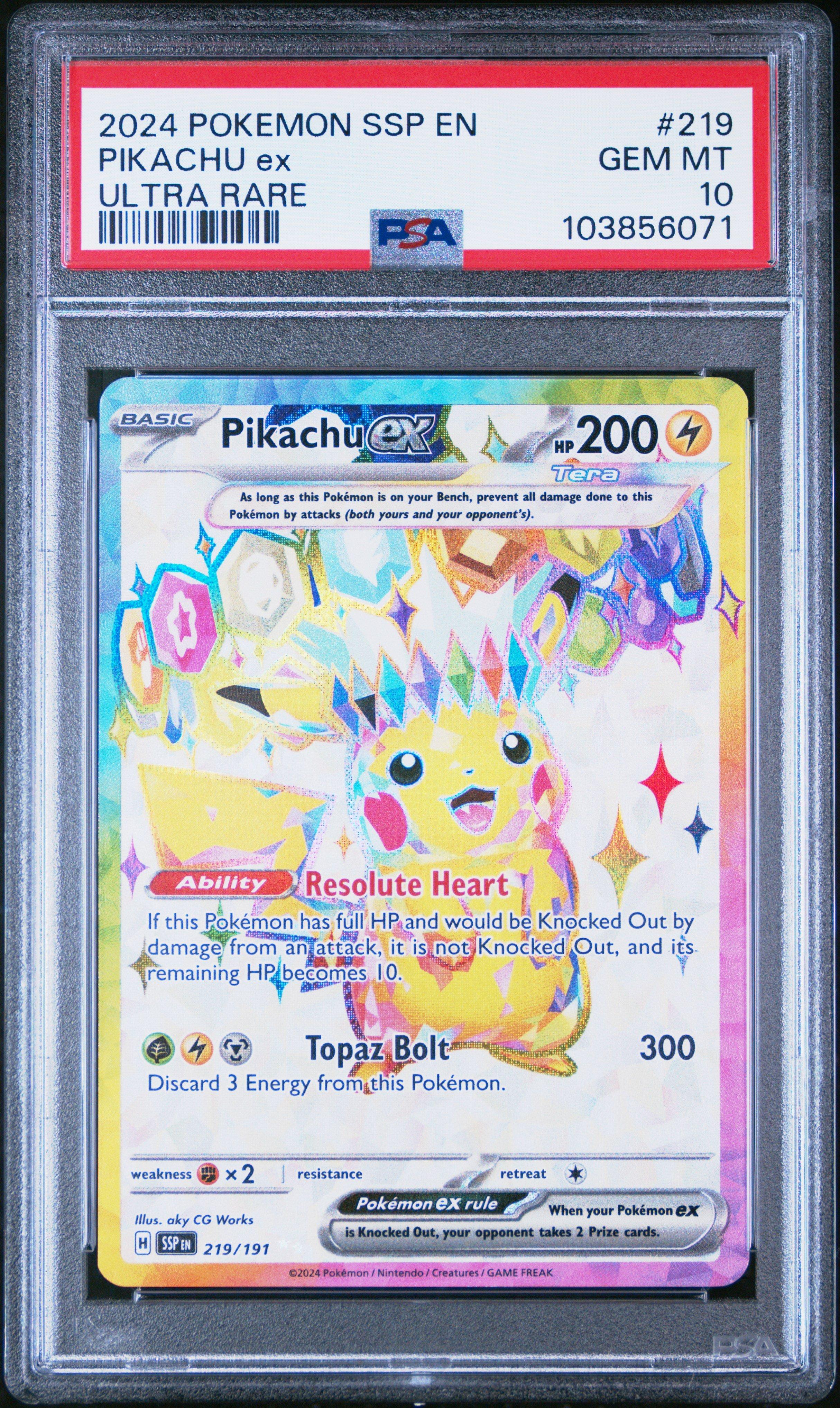 ポケモンカードゲーム 2024 Pikachu ex SPECIAL ART RARE PSA10 2024 PSA 10 Pokemon Surging Sparks Pikachu ex Full Art 219