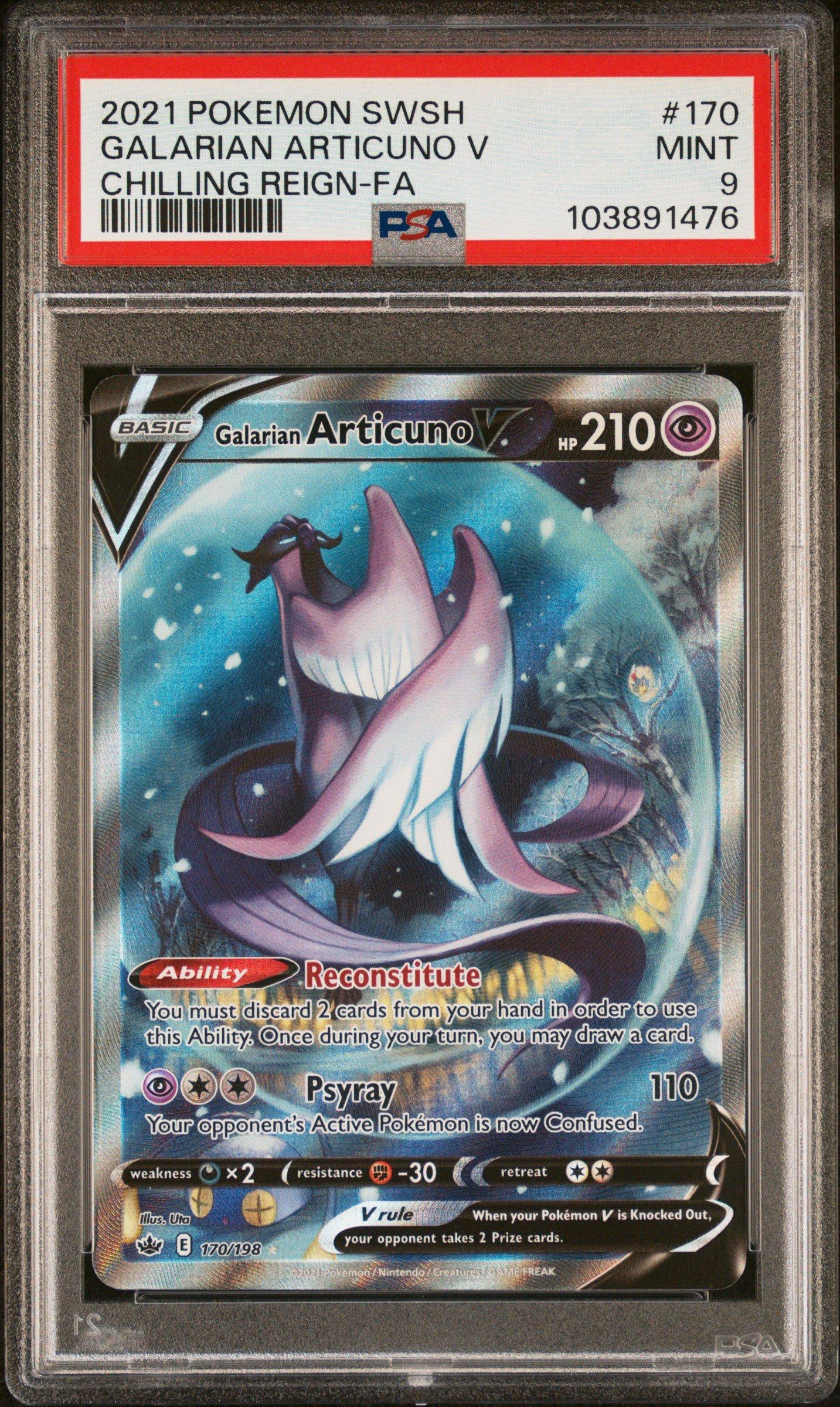 2021 Pokemon Sword & Shield Chilling Reign Full Art/galarian Articuno V PSA