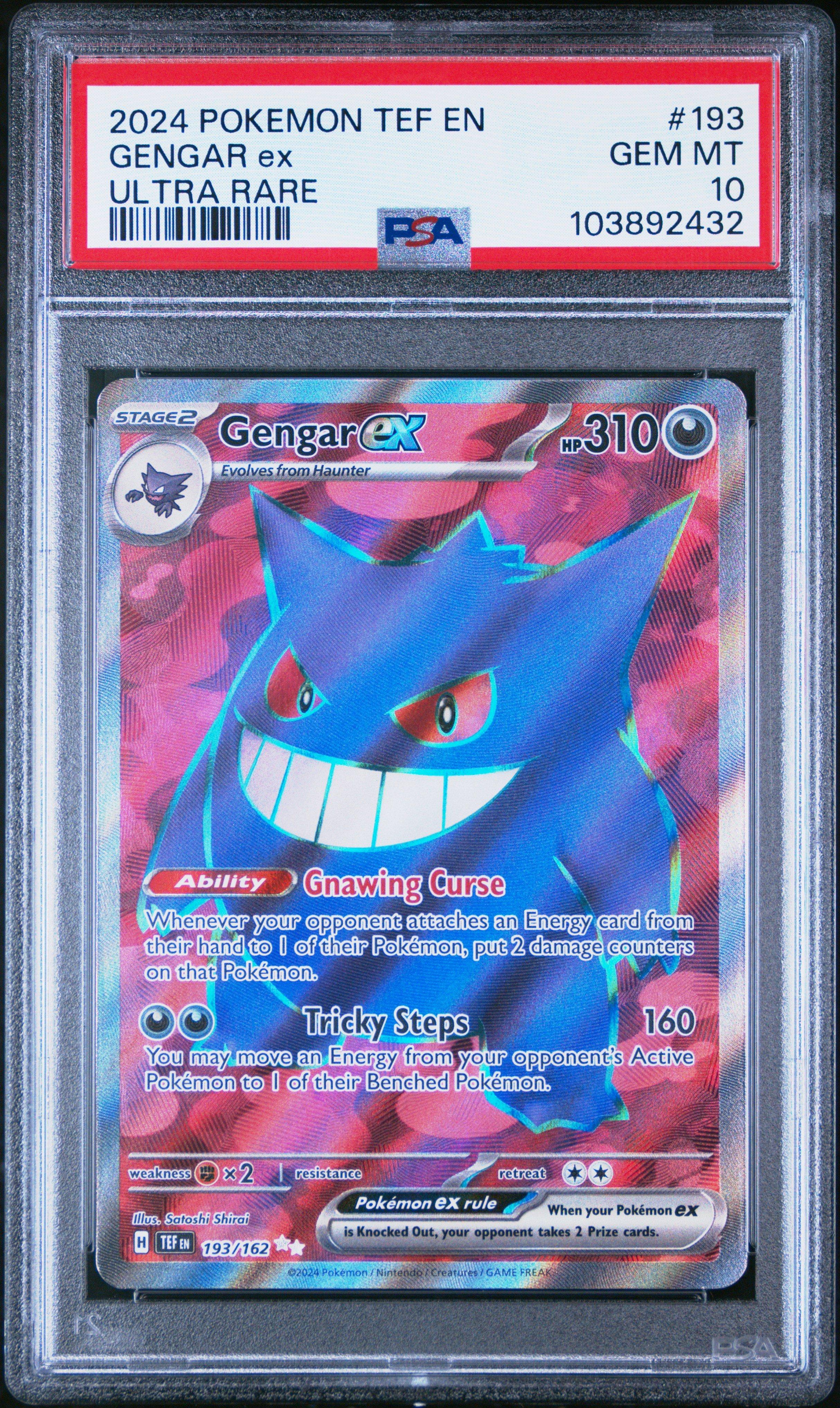 2024 Pokemon Tef En-temporal Forces 193 Gengar Ex Ultra Rare PSA
